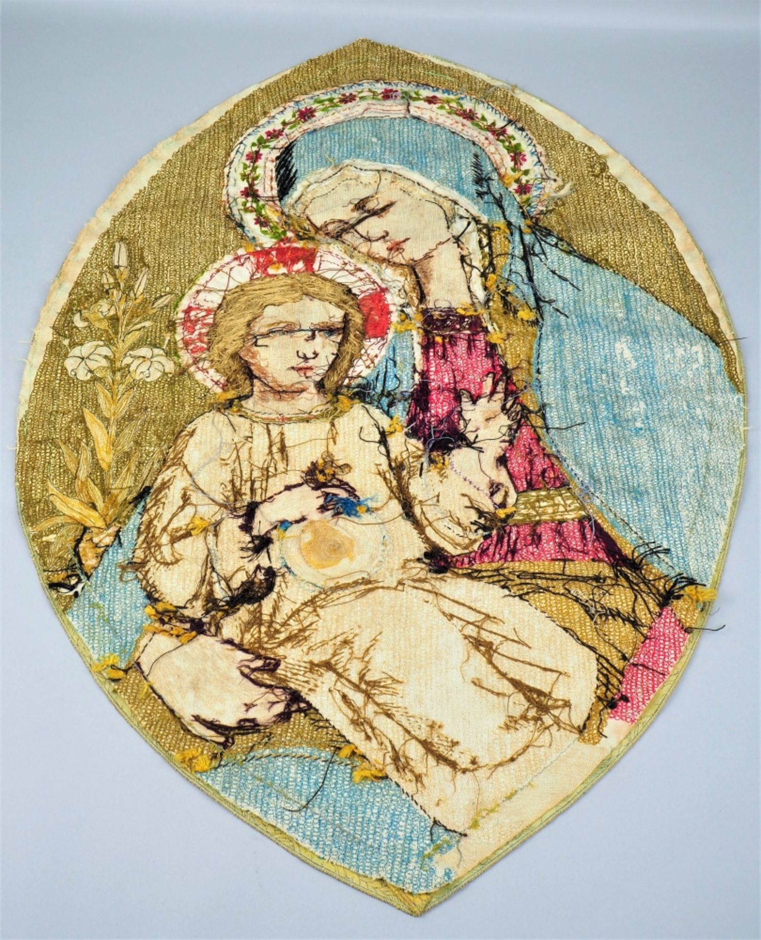 Embroidery Madonna with child, around 1900 - Image 5 of 5