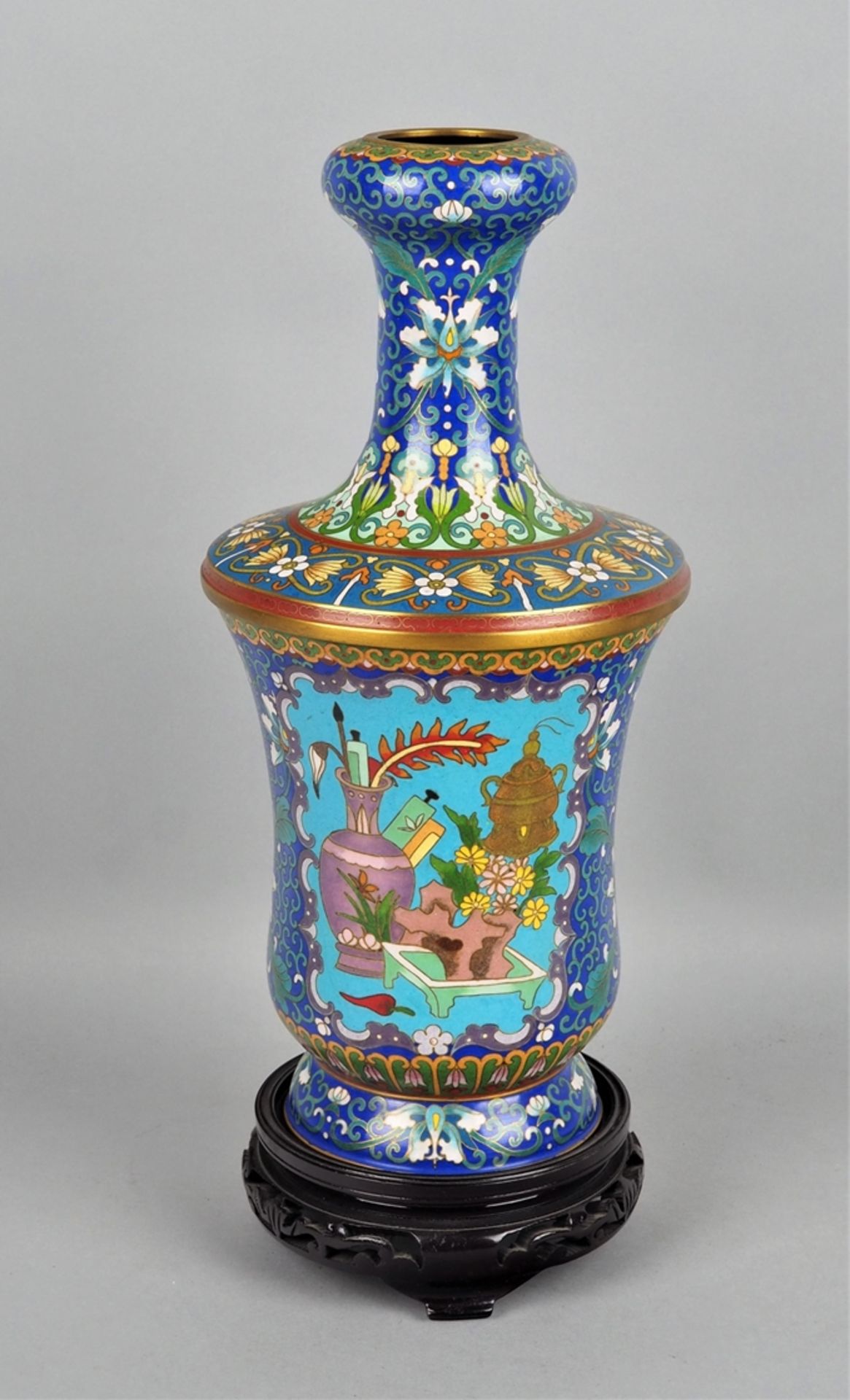 Vase mit Emaille Verzierungen, Cloisonné