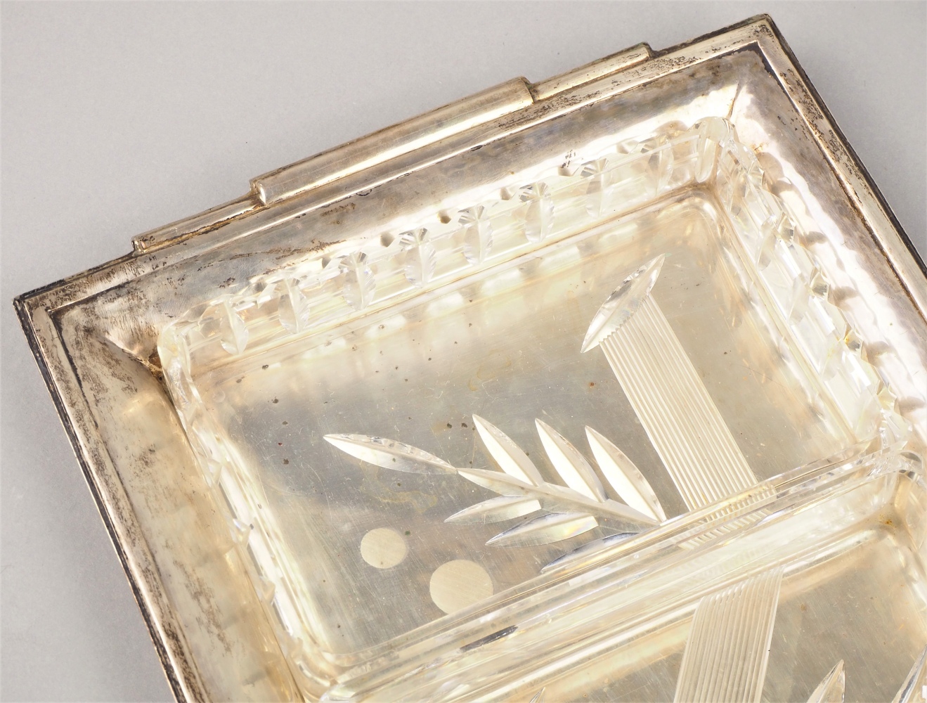 Art Deco silver plateau with three glass inserts around 1925 - Image 2 of 4