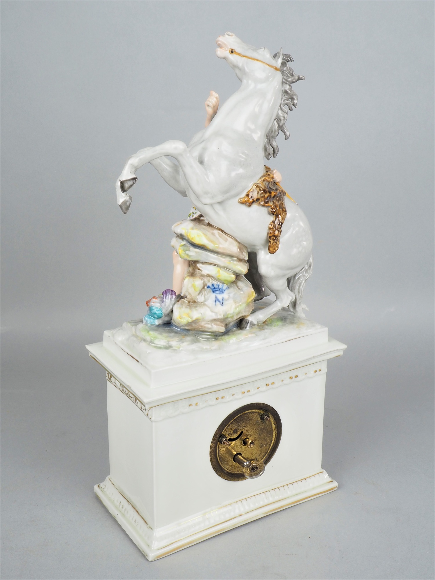 Clock in porcelain case around 1900 - Image 3 of 3