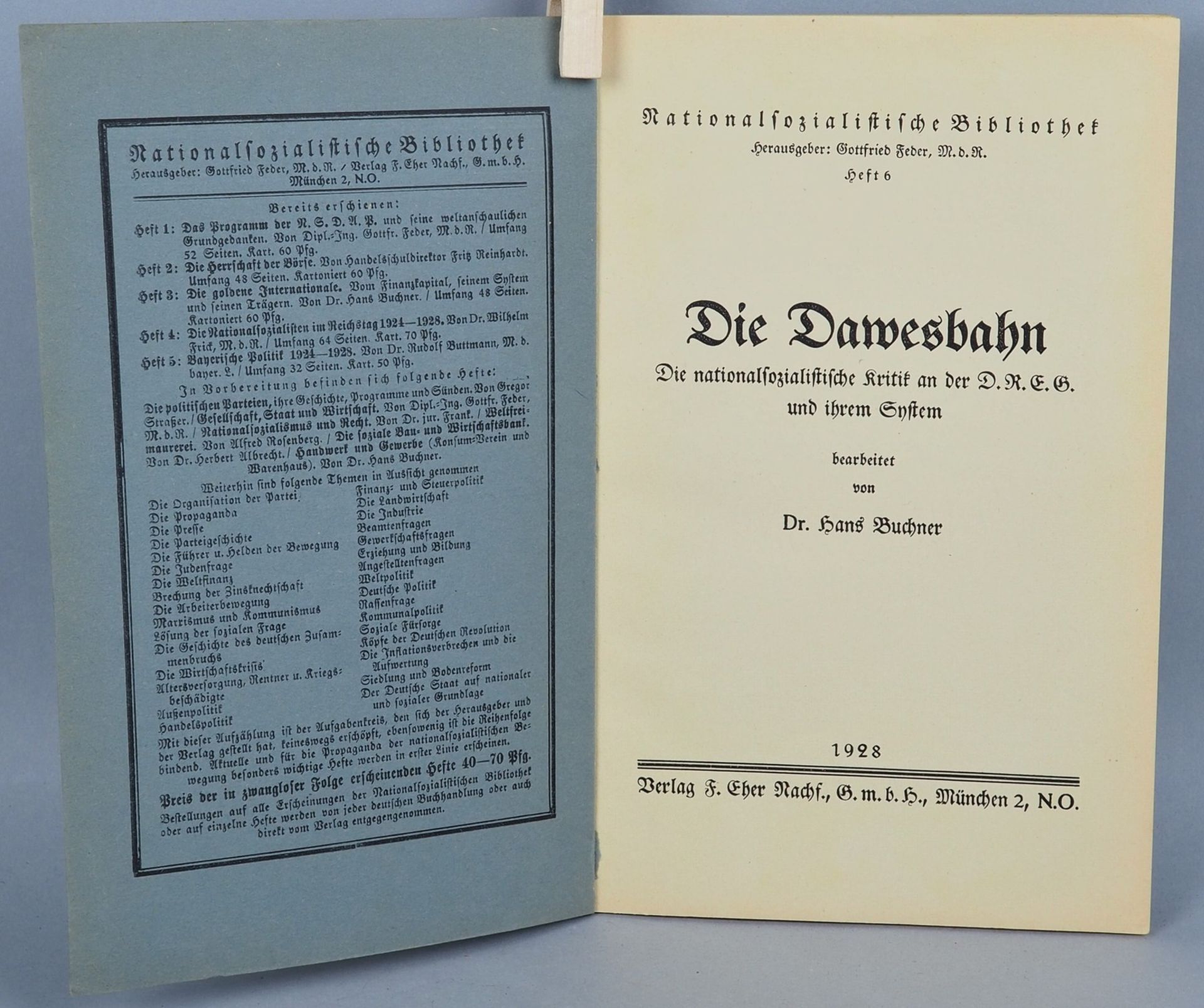 Early Nazi literature: National Socialist Library 1928, "Die Dawesbahn" by Dr. Hans Buchner. - Image 2 of 2