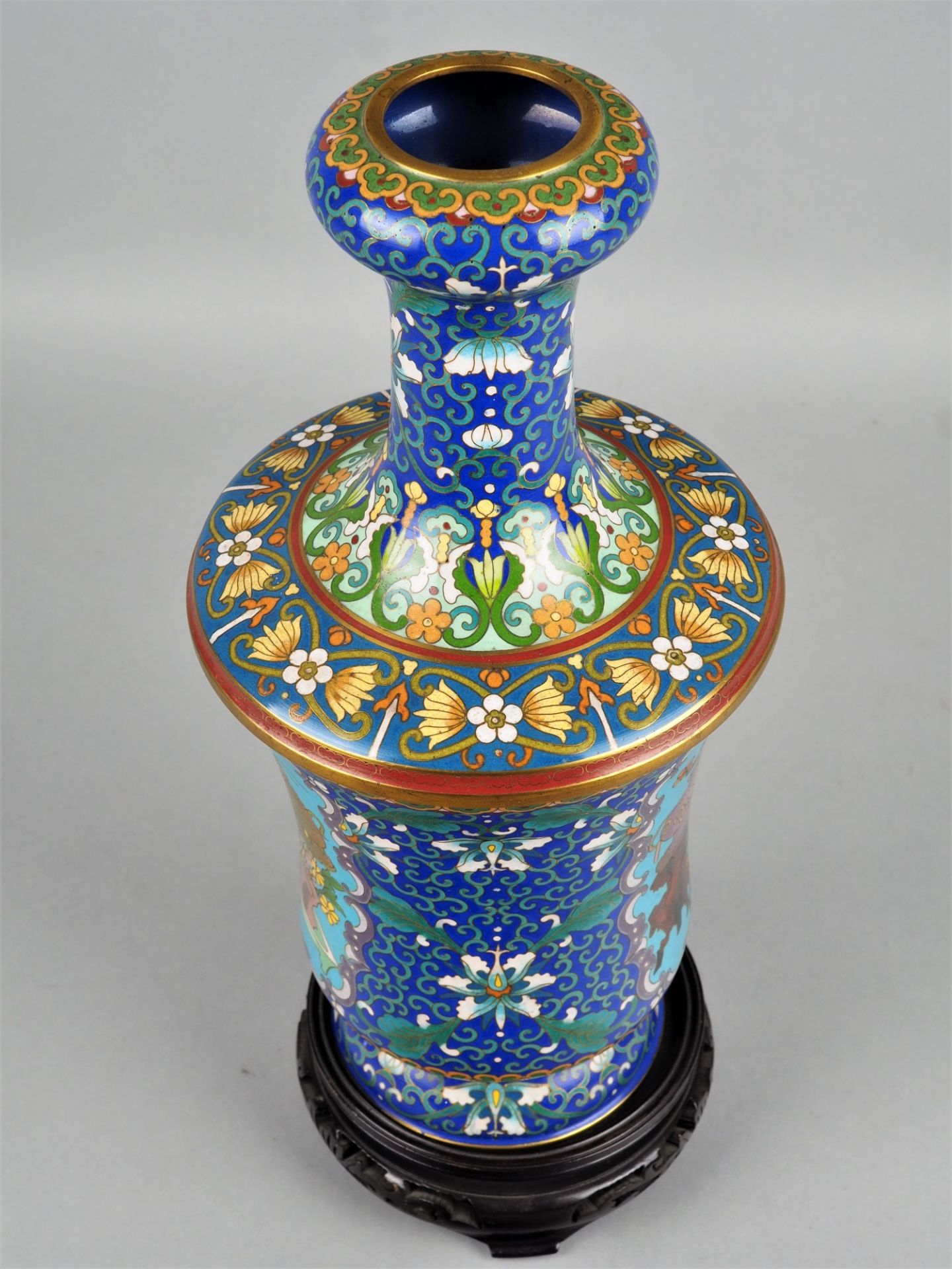 Vase mit Emaille Verzierungen, Cloisonné - Bild 4 aus 5