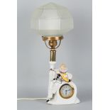 Art Déco Lampe mit Uhr um 1920