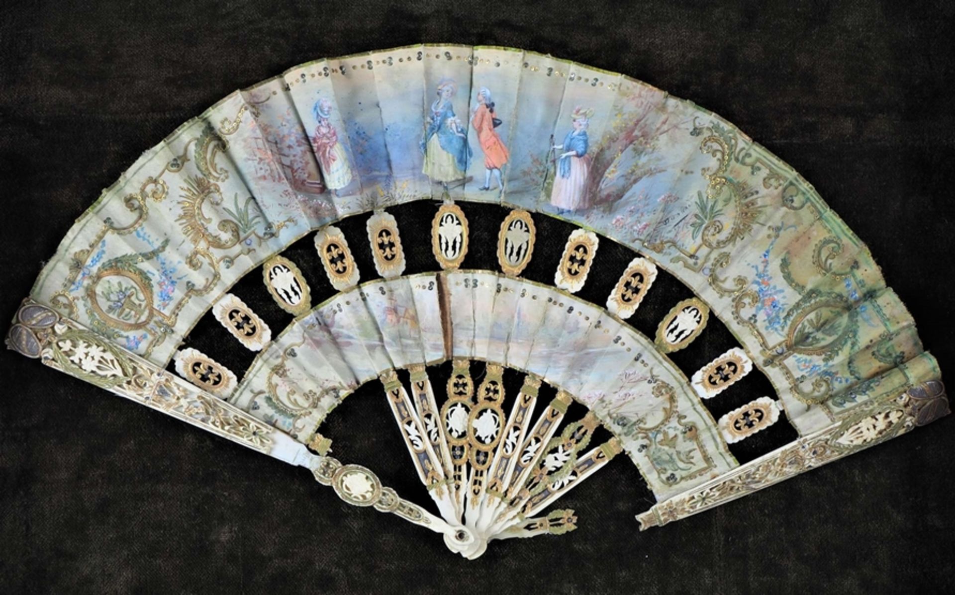 Rococo ornamental fan, end of 18th century. - Image 6 of 7