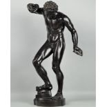 Männlicher Bronze-Akt eines tanzenden Fauns in imposanter Größe, 59cm