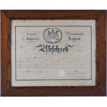 Kingdom of Württemberg 3rd Infantry Regiment - Farewell Certificate 1853