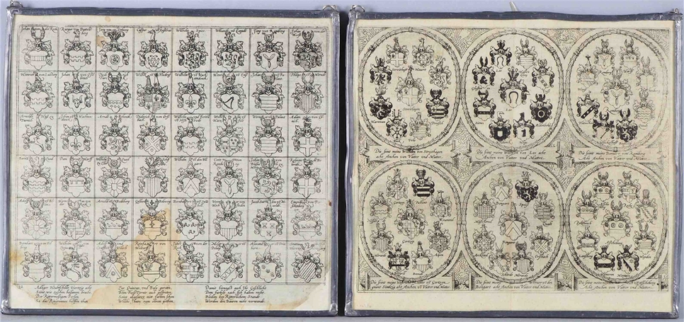 Description of Fürstlicher Güligscher Hochzeit: 2 sheets of heraldic plates for ring engraving, Düs