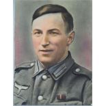 Großes Wehrmacht Farb-Porträt eines Pioniers