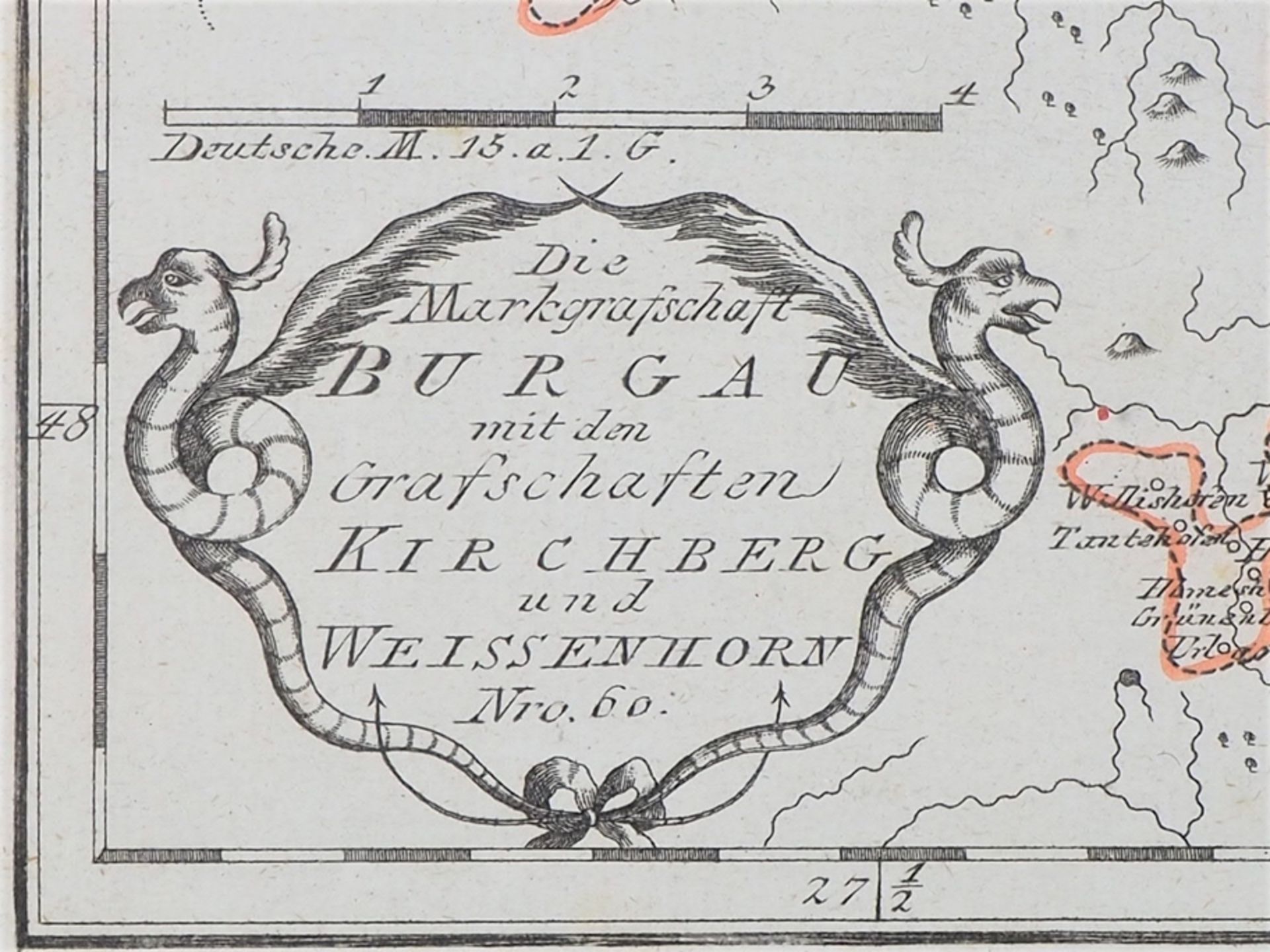 Landkarte Markgrafschaft Burgau, Kirchberg, Weißenhorn, Reilly, um 1790 - Bild 2 aus 2