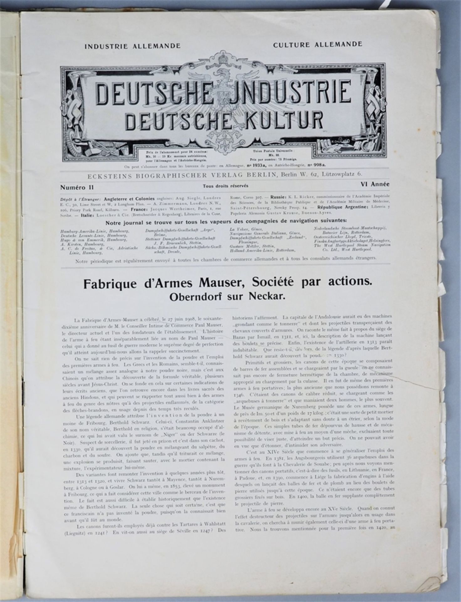 Frühe Mauser Waffen Literatur "Fabrique d'Armes Mauser" um 1908 - Bild 2 aus 5