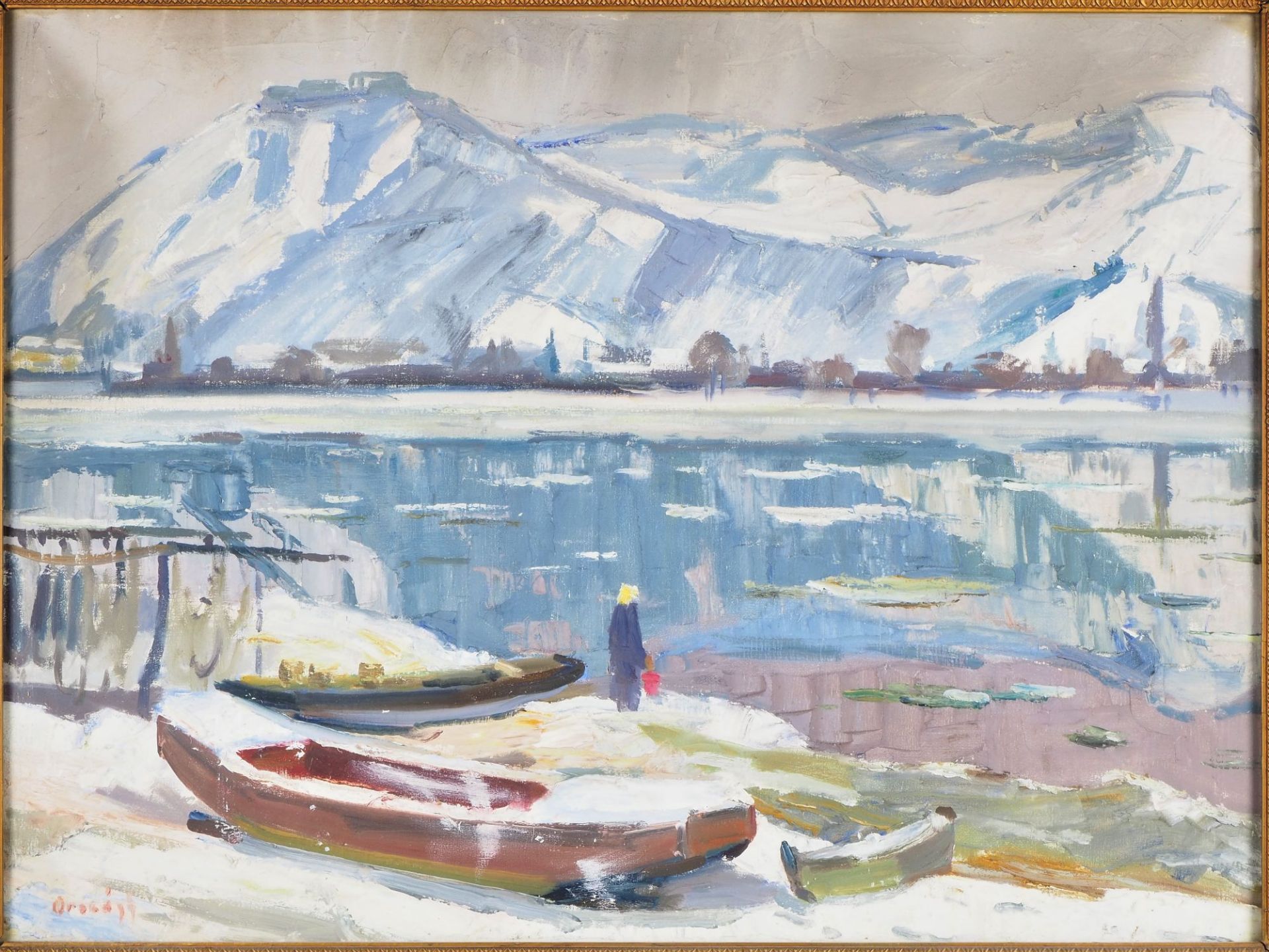 Országh György (Ungarn) - Donau im Winter, wohl 50er Jahre - Bild 2 aus 5