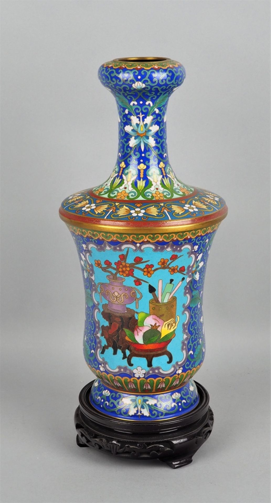 Vase mit Emaille Verzierungen, Cloisonné - Bild 2 aus 5