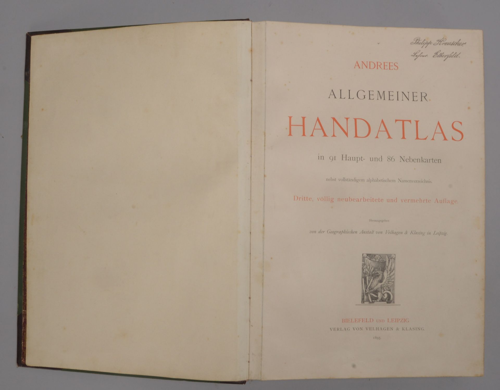 Geographische Anstalt von Velhagen &amp; Klasing (Hrsg.): &#039;Andrees Allgemeiner Handatlas - in 9