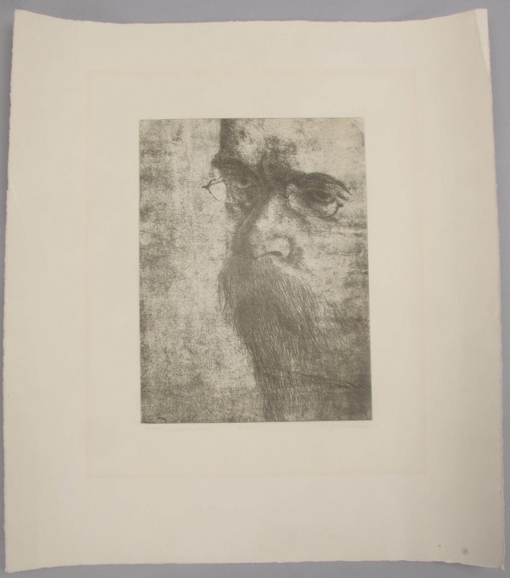 Hartmann, Wulf (1941 - 2011, Worpsweder Grafiker), 'Portrait Otto Modersohn', Grafik, Auflage-Nr. '2