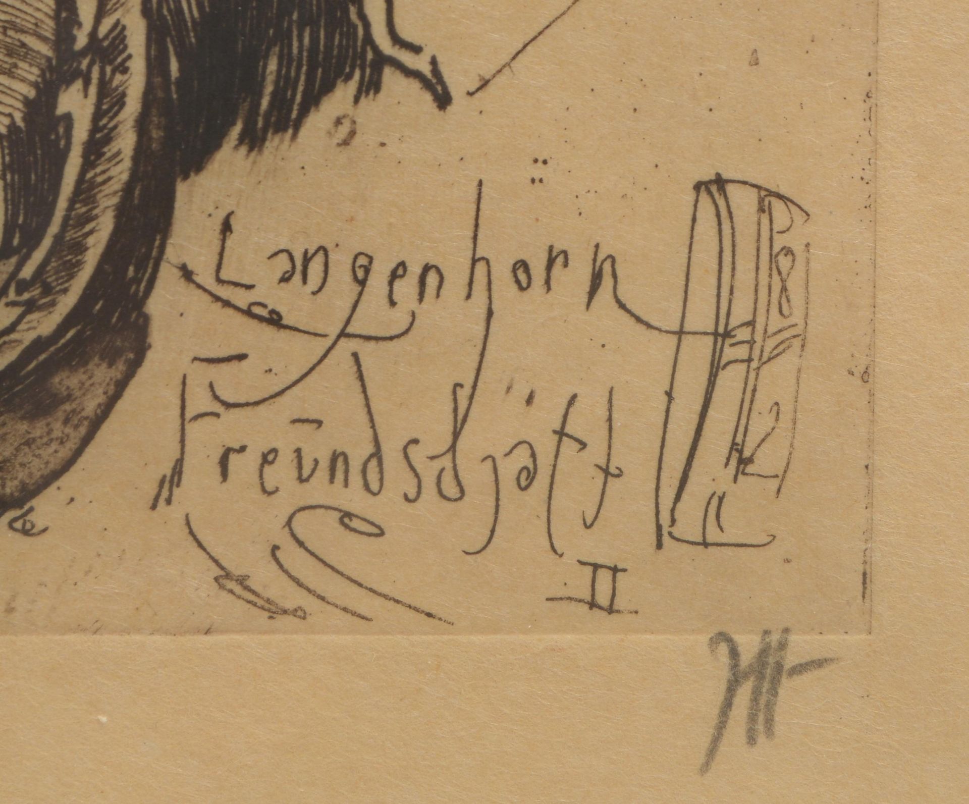 Janssen, Horst (1929 - 1995), 'Langenborn Freundschaft II', Radierung, bleimonogrammiert, unter Pass - Bild 2 aus 2