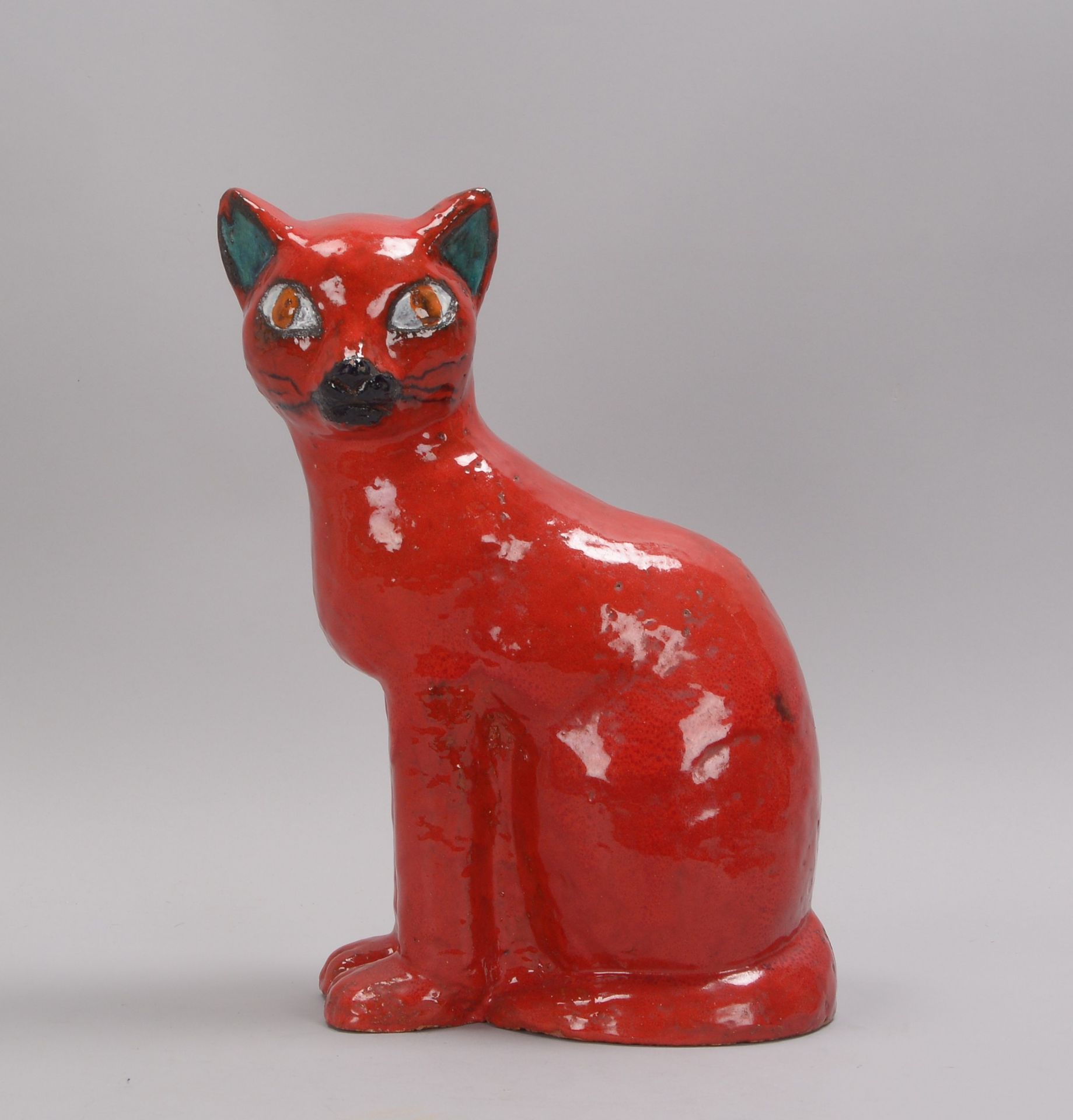 Weichberger, Heide (1922 - 1980, Worpswede), Künstlerkeramik/Skulptur, 'Rote Katze'; Höhe 40 cm