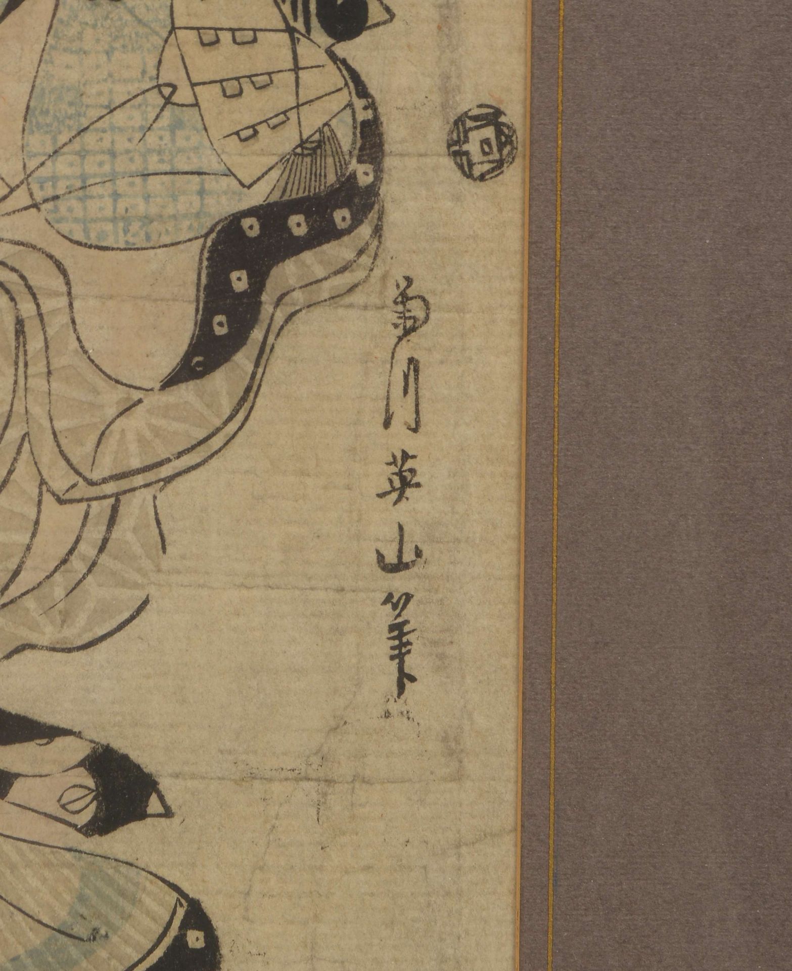 Antiker Holzschnitt  (Japan), 'Darstellung zweier Geishas', koloriert; Maße ca. 32 x 22 cm  - Bild 3 aus 3