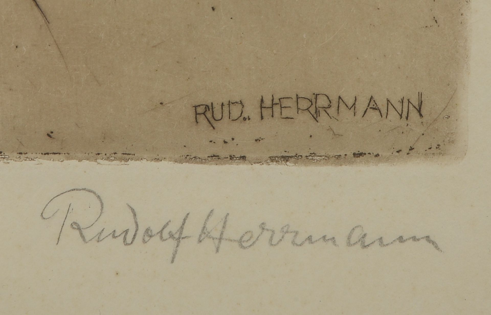 Herrmann, Rudolf, 'Lenin-Portrait', Radierung/Probedruck, unten rechts auf der Platte sowie unterhal - Bild 2 aus 2
