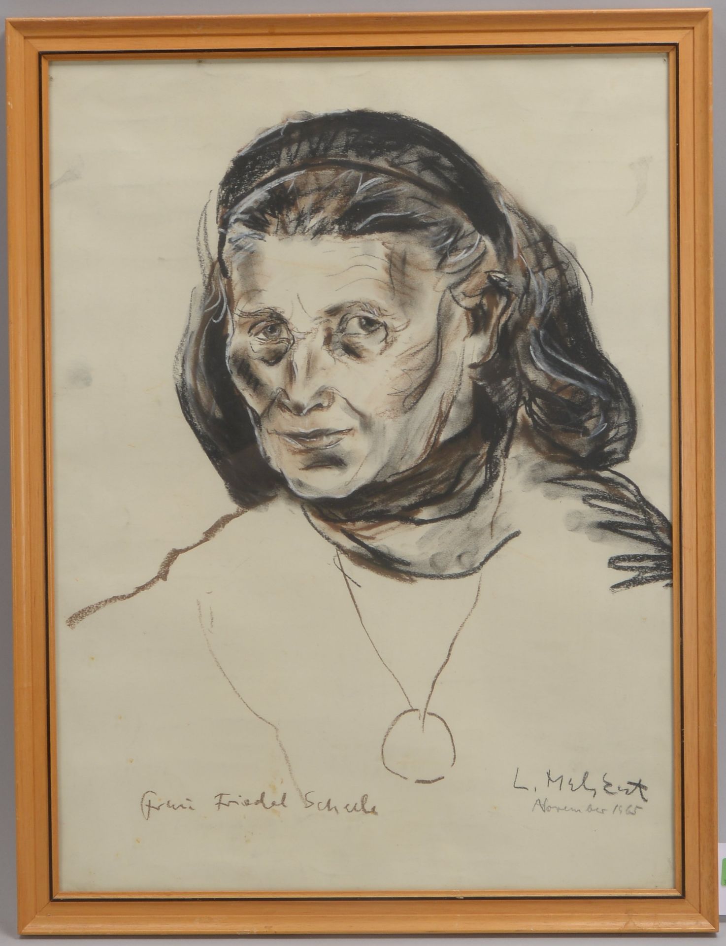 Malskat, Lothar (1913 - 1988), 'Portrait von Frau Friedel Scheele', Kreide- und Kohlezeichnung, sign