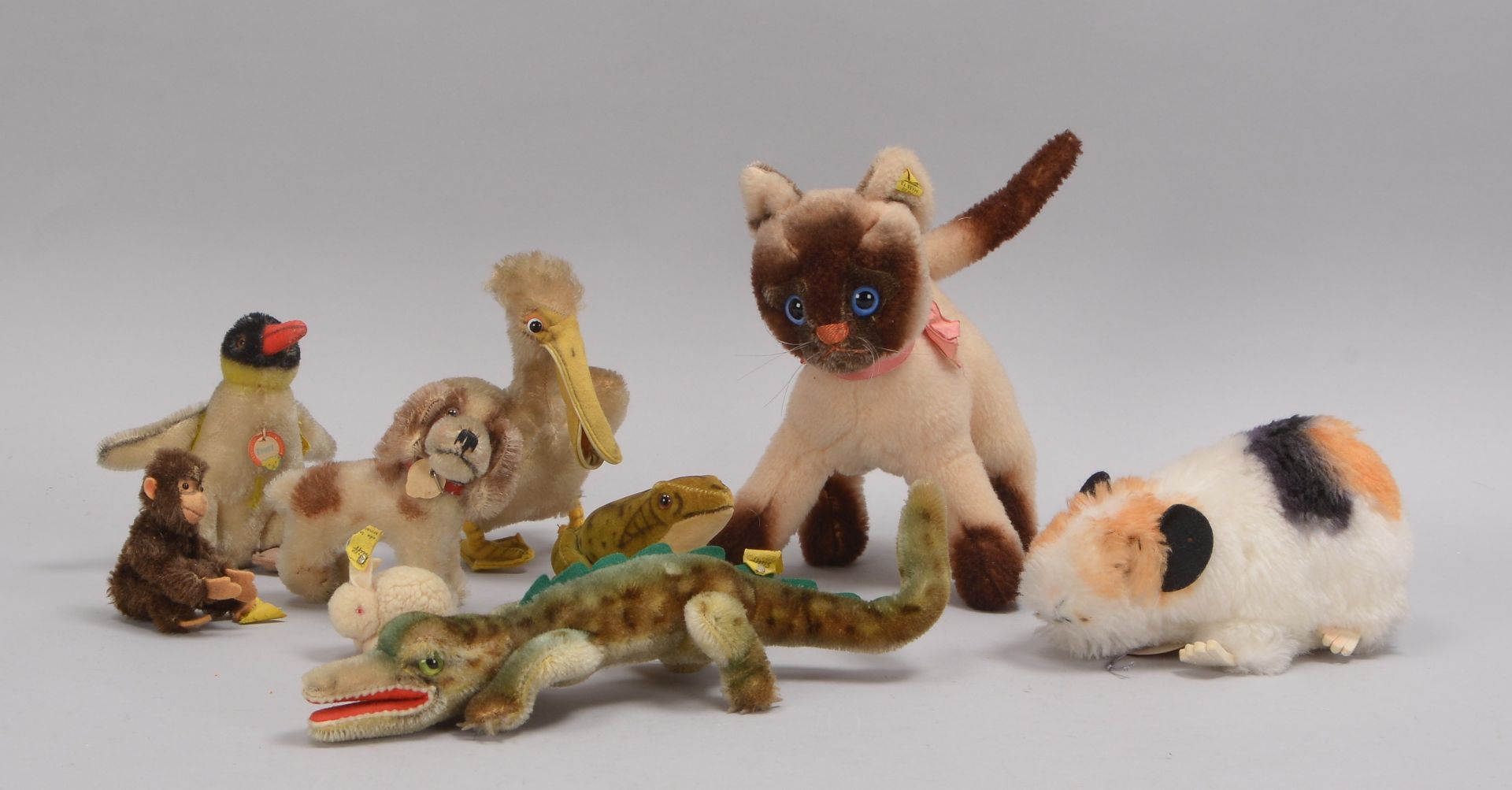 Kleine Sammlung Steiff-Sammlerfiguren, unterschiedliche Tiermotive, verschiedene Gr&ouml;&szlig;en u