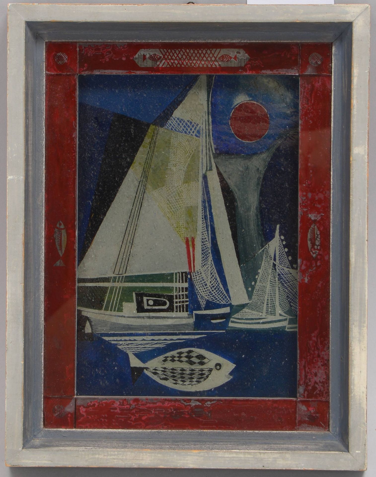 Rohde, Werner (1906 Bremen - 1990 Worpswede), &#039;Segelschiff&#039;, Hinterglasmalerei/gerahmt, ve