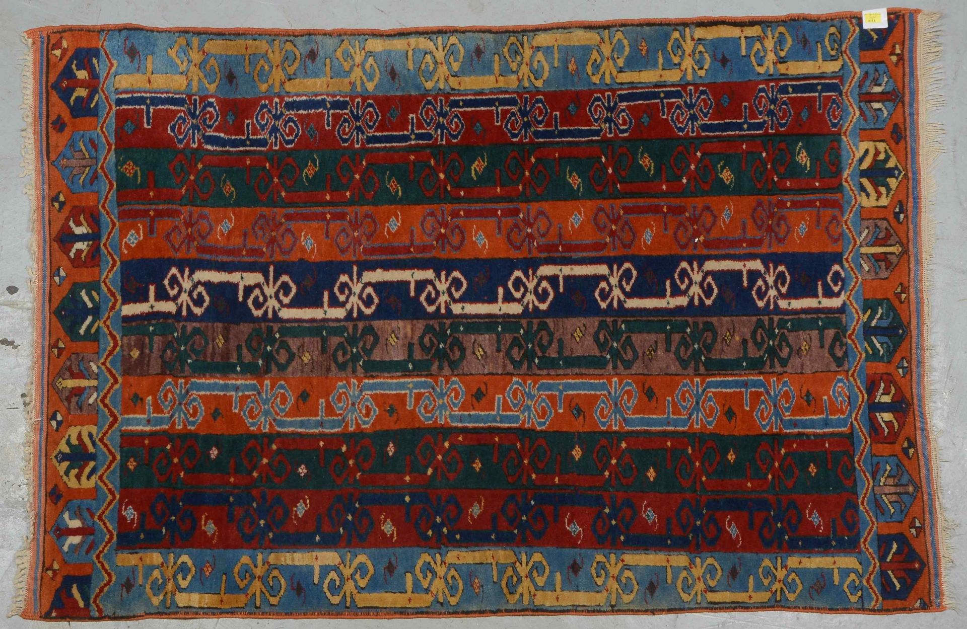 Kars-Orientteppich (Türkei), farbenfrohes Streifenmuster, Flor in gutem Zustand; Maße 182 x 122 cm