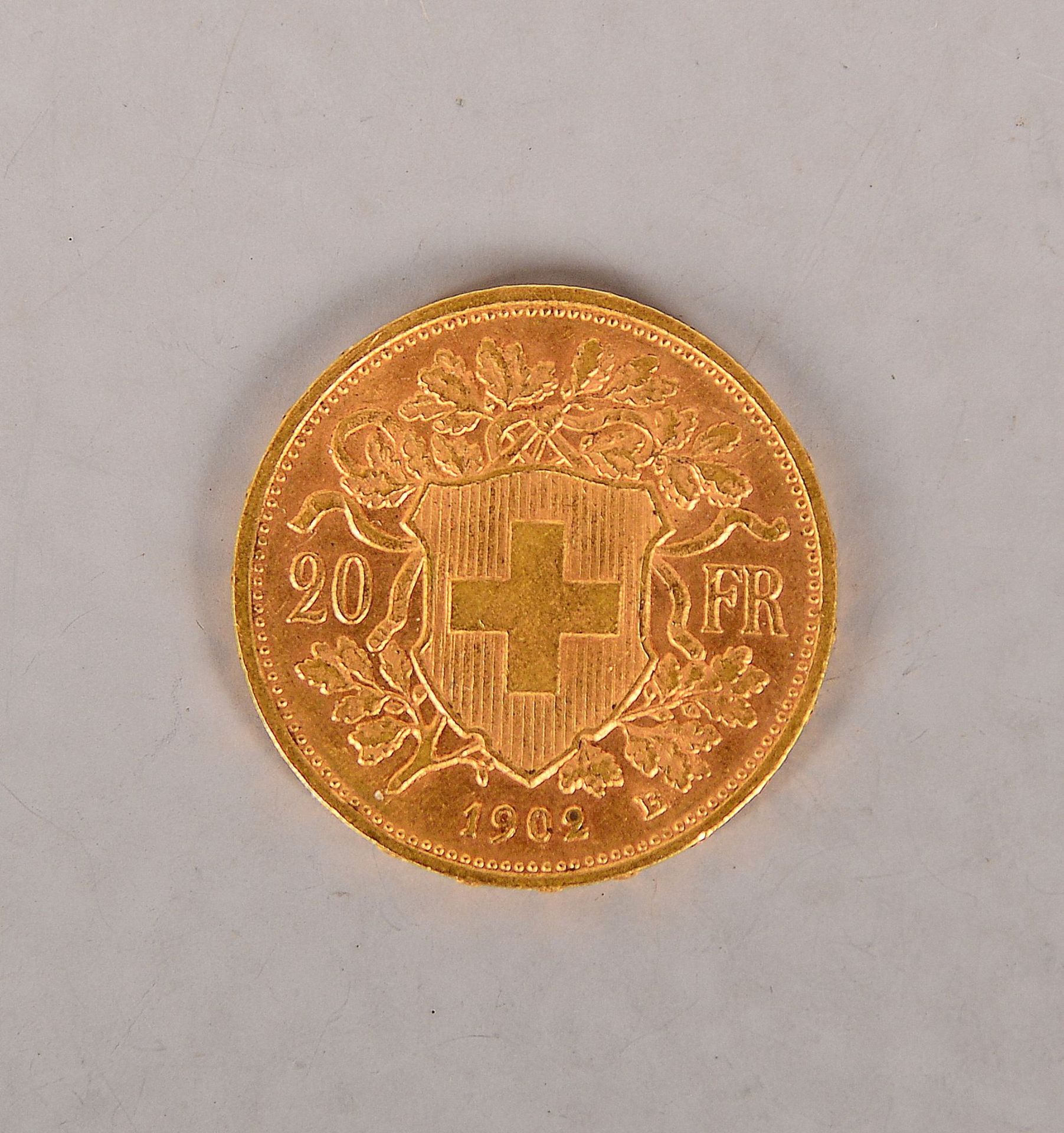 Goldm&uuml;nze (Schweiz), &#039;20 Vreneli/Franken - 1902&#039;, 900 Feingold; Gewicht 6,45 g - Image 2 of 2