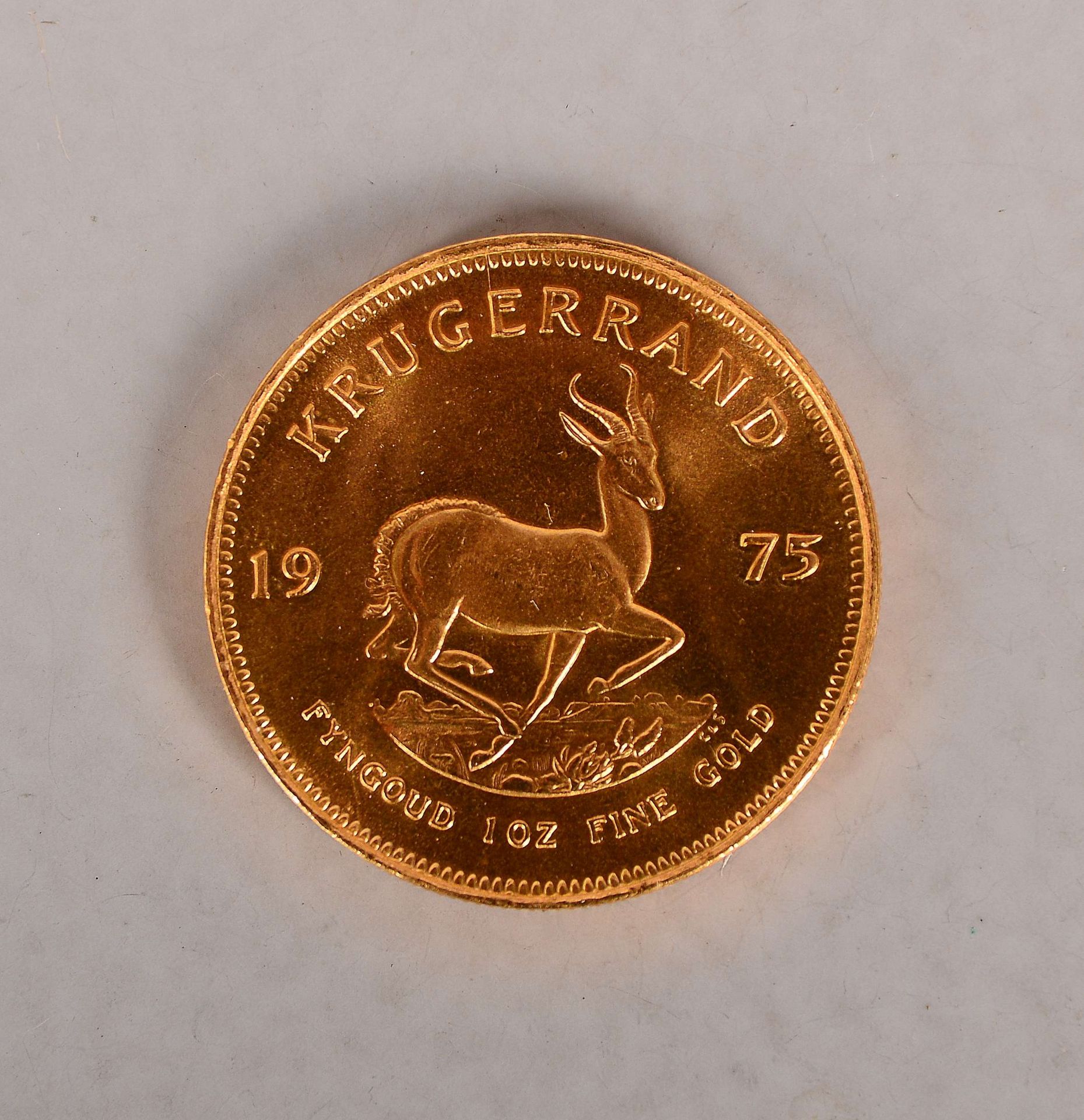 Goldmünze (Südafrika), 'Krügerrand - 1975', 1 Unze Feingold; Durchmesser Ø 32,7 mm, Gewicht 33,93 g