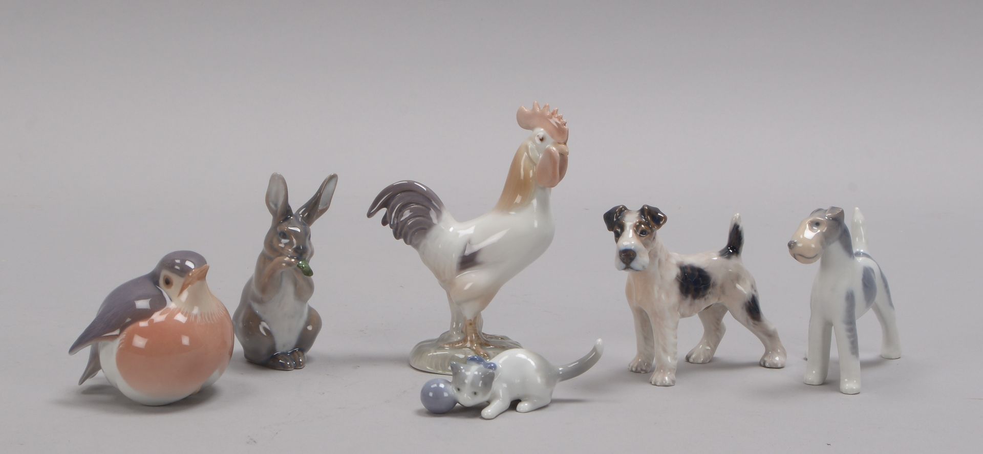 Kleines Porzellanfiguren-Konvolut, &#039;Tiermotive&#039;, verschiedene Manufakturen und Ausf&uuml;h