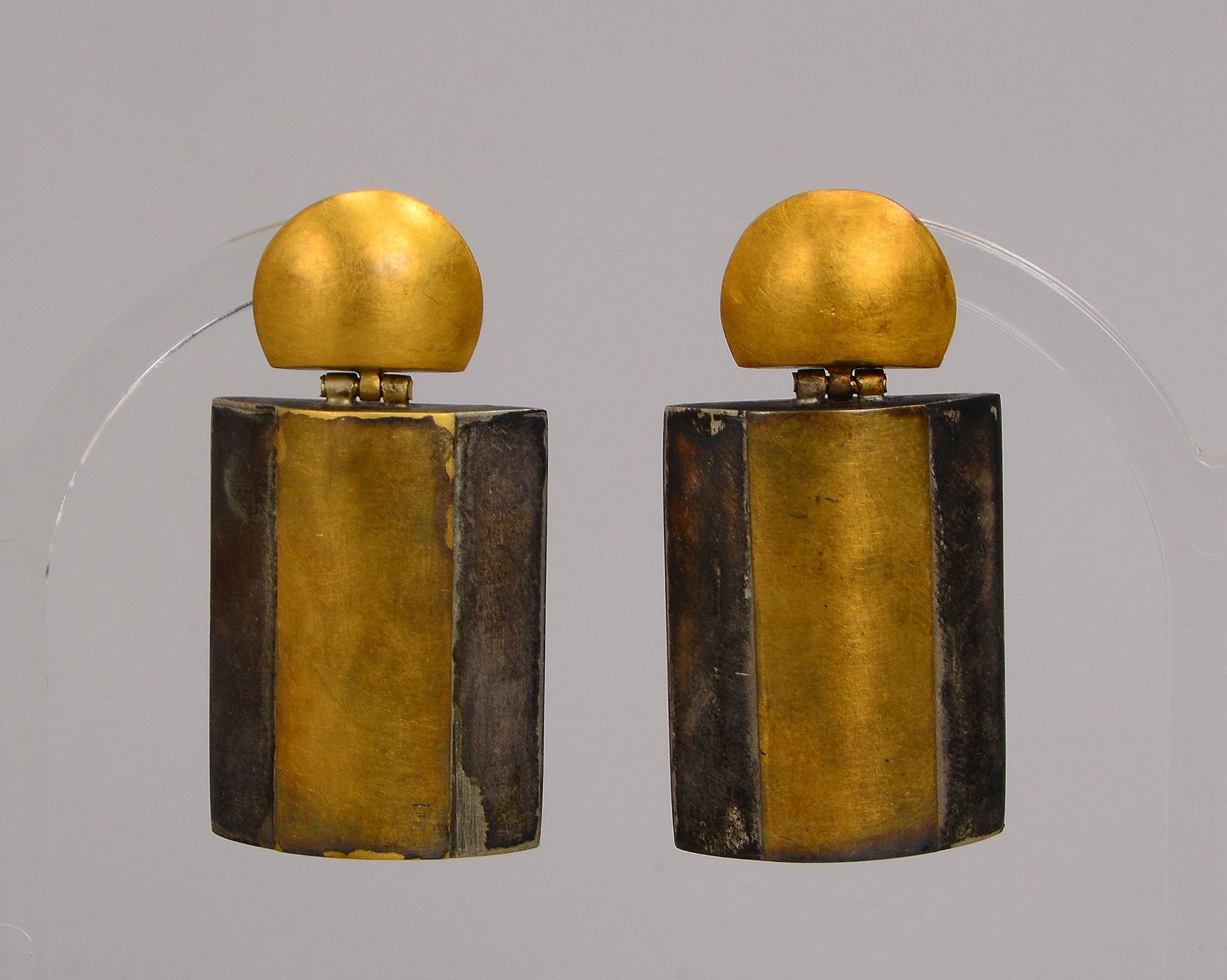 Paar Ohrstecker (Goldschmiedeanfertigung - wohl Juwelier Erich Hergert/Bremen), 900 Gold/Silber, je 