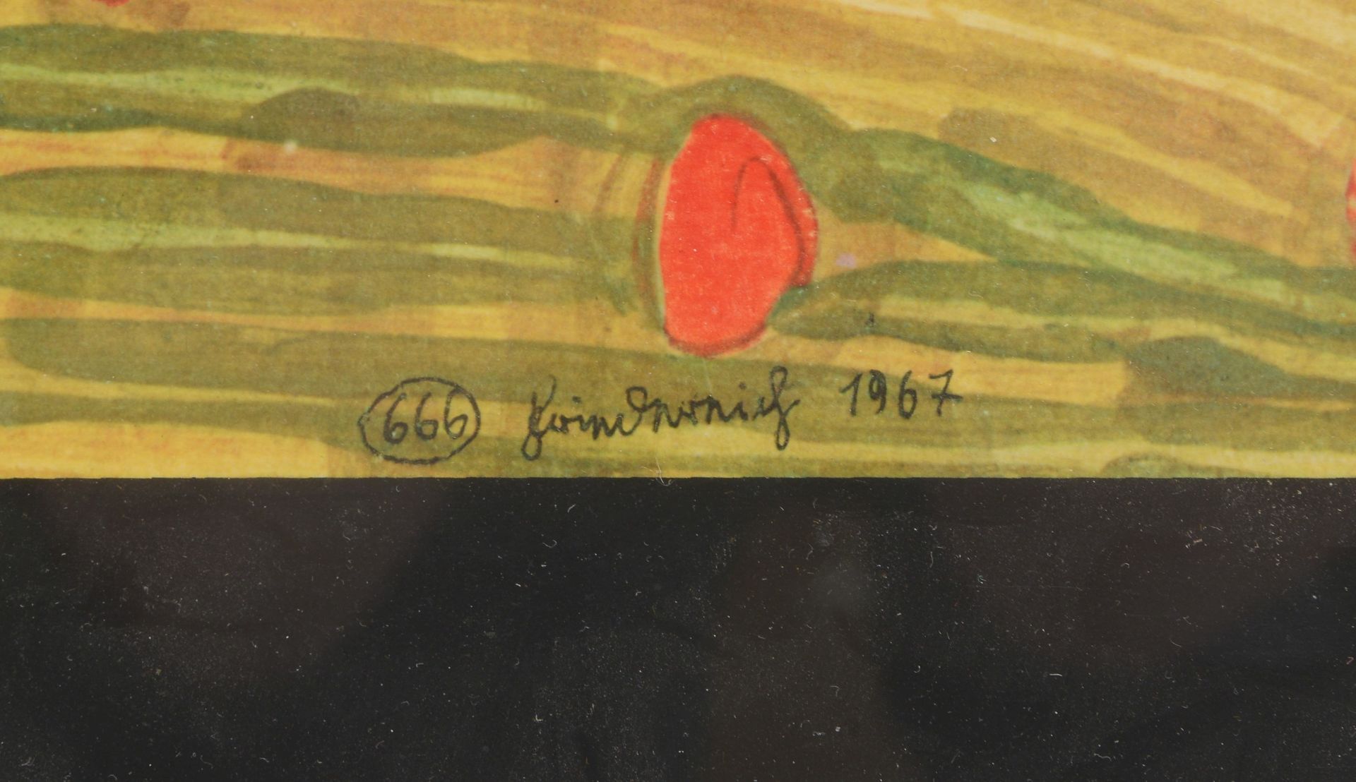 Hundertwasser, &#039;Liegende Schwarze im K&ouml;nigreich der Toro&#039;, Kunstdruck, hinter Glas ge - Image 2 of 2