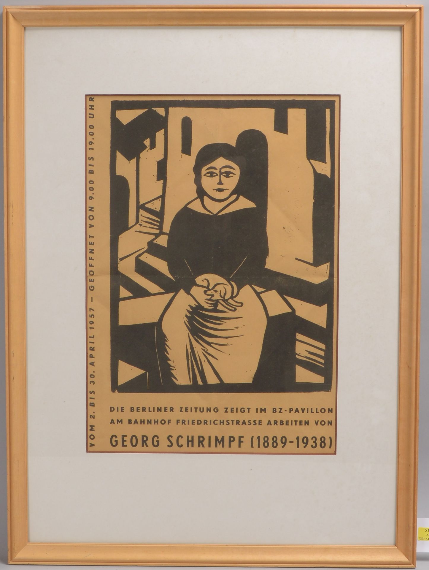 Schrimpf, Georg (1889 - 1938), Ausstellungsplakat, Holzschnitt, unter Passepartout hinter Glas gerah
