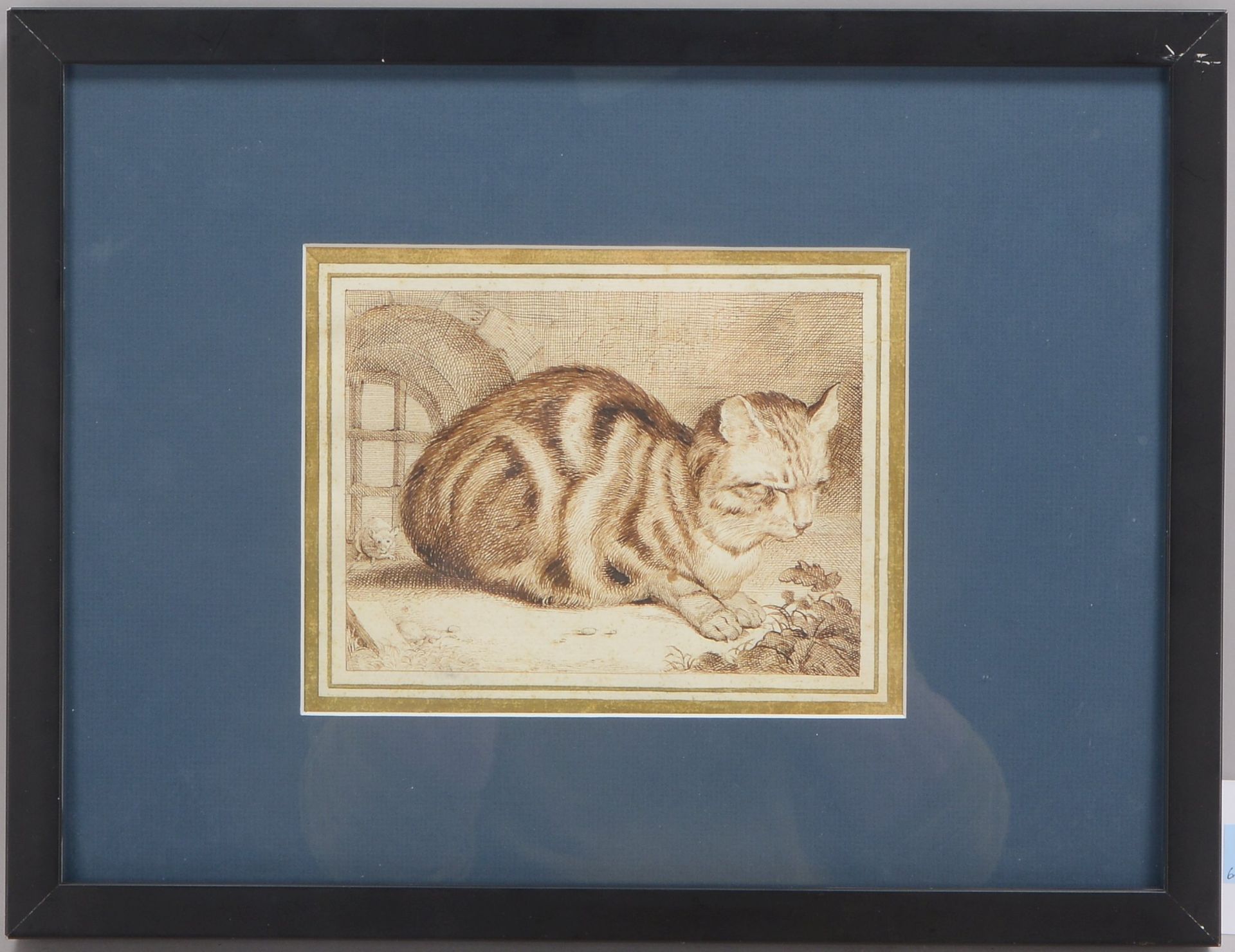 Visser-Bender, Johannes Pieter (1785 - 1813) zugeschrieben, 'Katze', Zeichnung, verso auf Papier bez