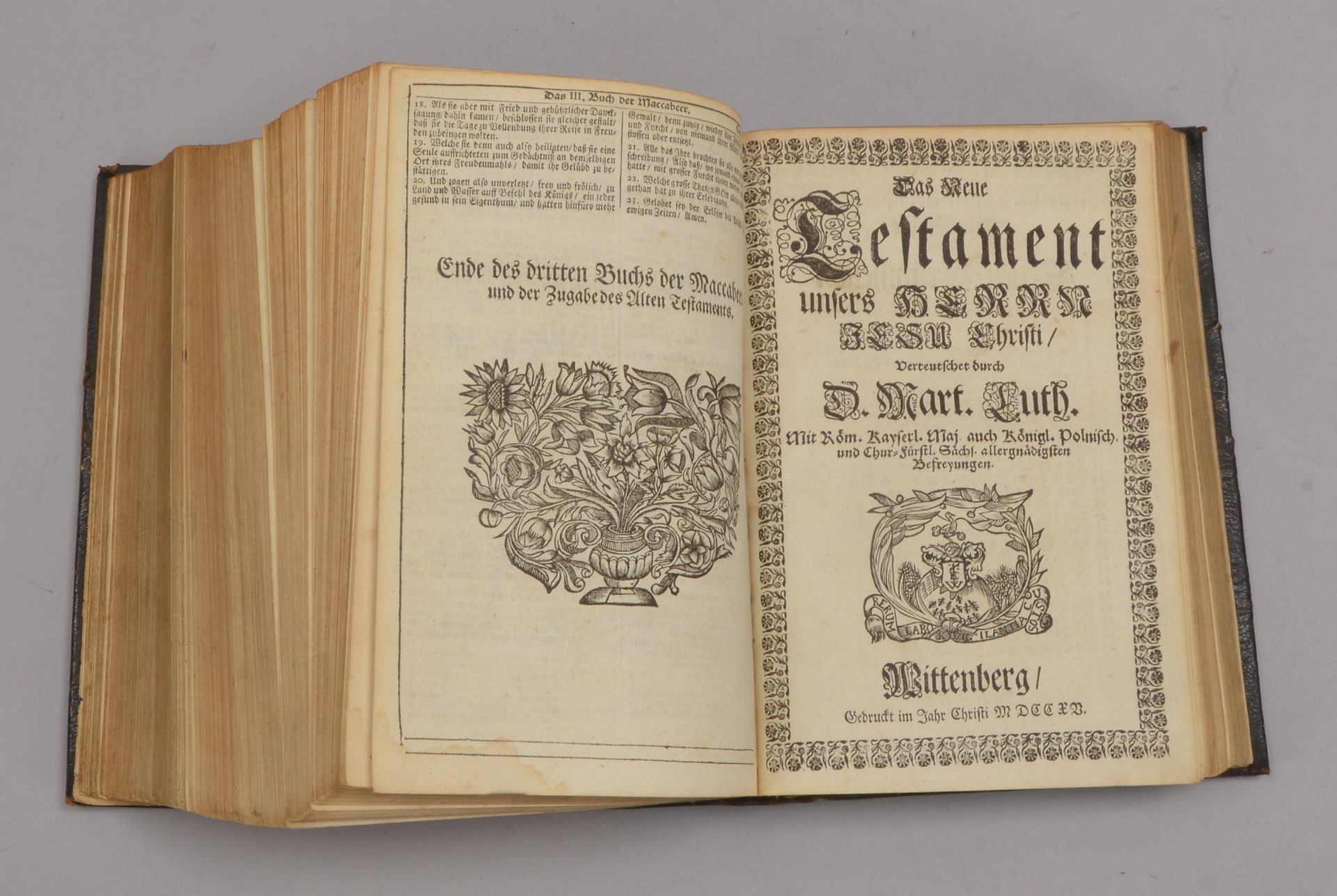 Antike Bibel: 'Deutsche Bibel, Altes und Neues Testament' (Wittenberg: 1715 - Altes Testament: 1661) - Bild 3 aus 4