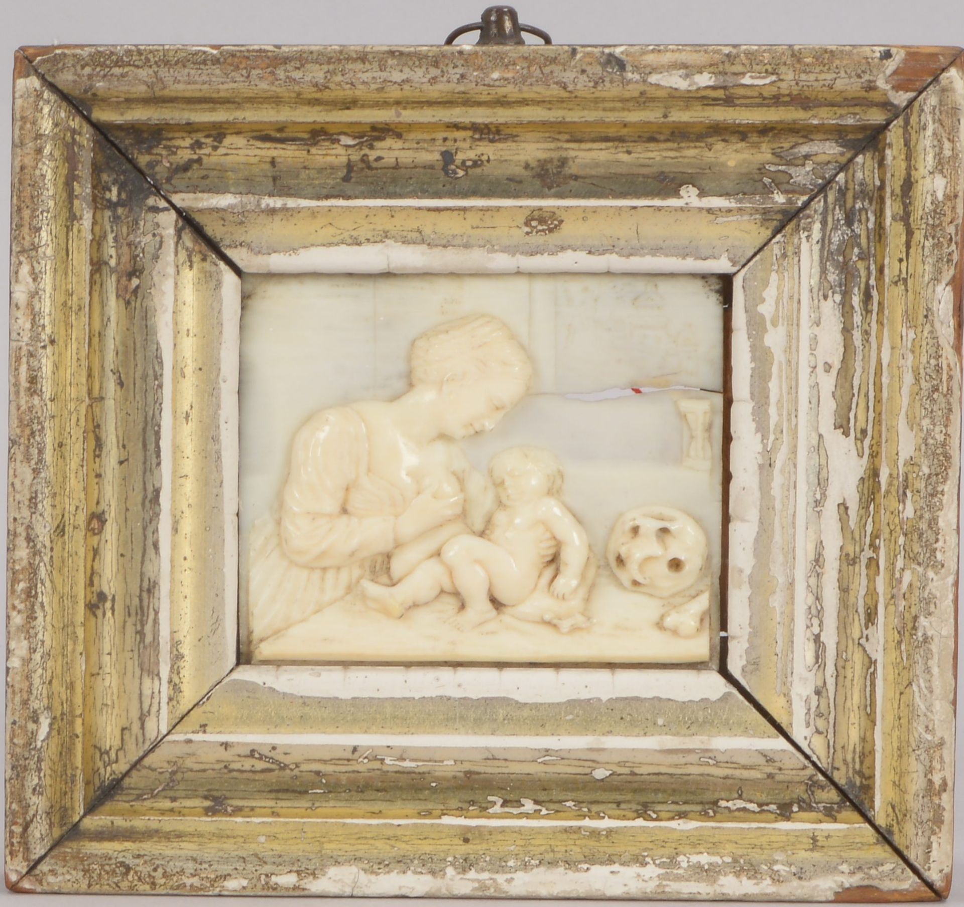 Miniatur-Beinschnitzerei (19. Jahrhundert), &#039;Allegorie auf Leben und Tod&#039; - Darstellung ei