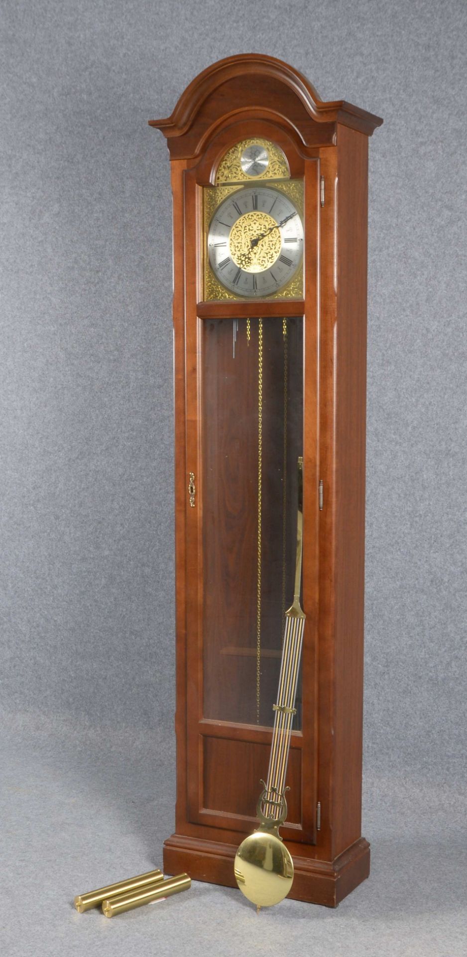 Standuhr (Stilmöbel), Hermle, Pendel und Gewichte anbei; Höhe 195 cm, Breite 48,5 cm, Tiefe 24,5 cm - Bild 2 aus 2