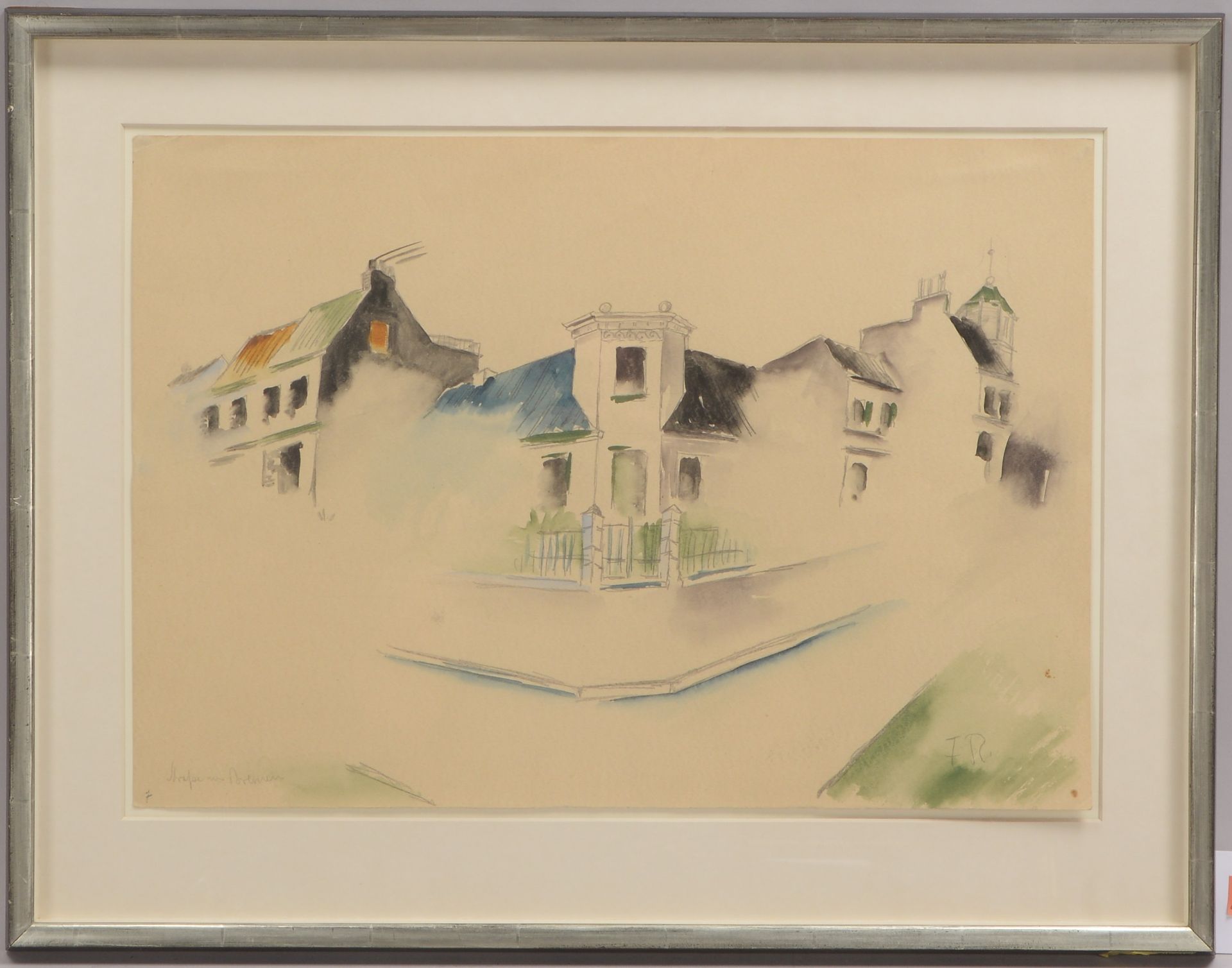 Radziwill, Franz (1895 - 1983) zugeschrieben, 'Straße in Bremen', aquarellierte Bleistiftzeichung, u