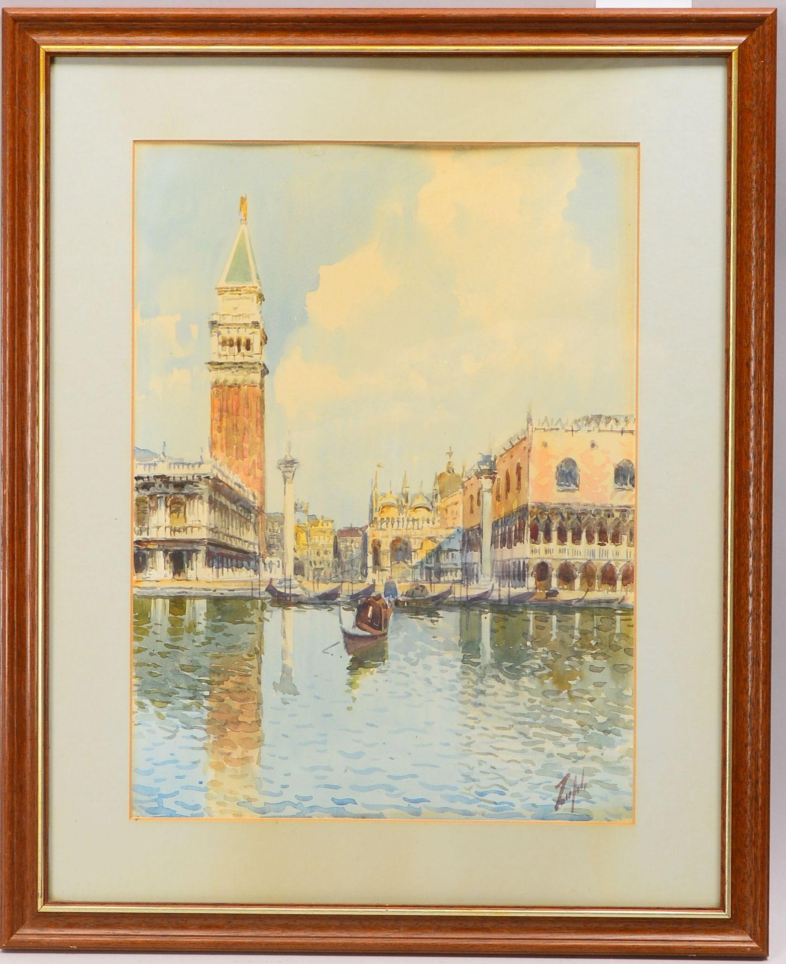 Aquarell, &#039;Ansicht von Venedig&#039;, unten rechts (nicht eindeutig leserlich) signiert, unter