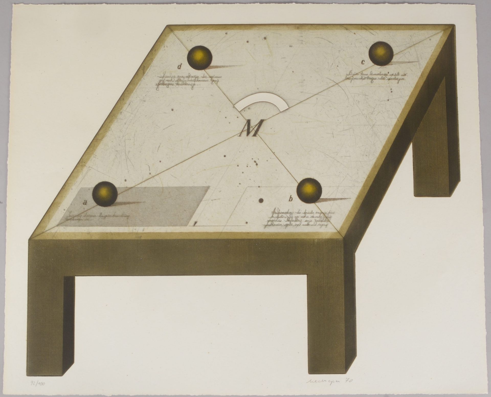 Meckseper, Friedrich, '125. Tisch', Strichätzung/Kaltnadel, Aquatinta/Roulette auf Kupfer - zweifarb