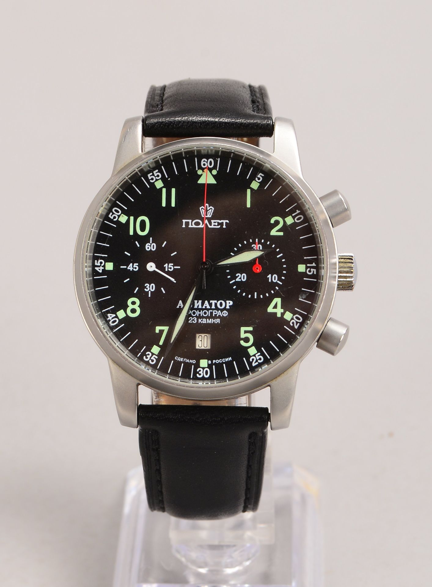 Herrenarmbanduhr, Poljot 'Aviator', Chronograph, limitierte Auflage/Auflage-Nr. '1434/2000', Edelsta