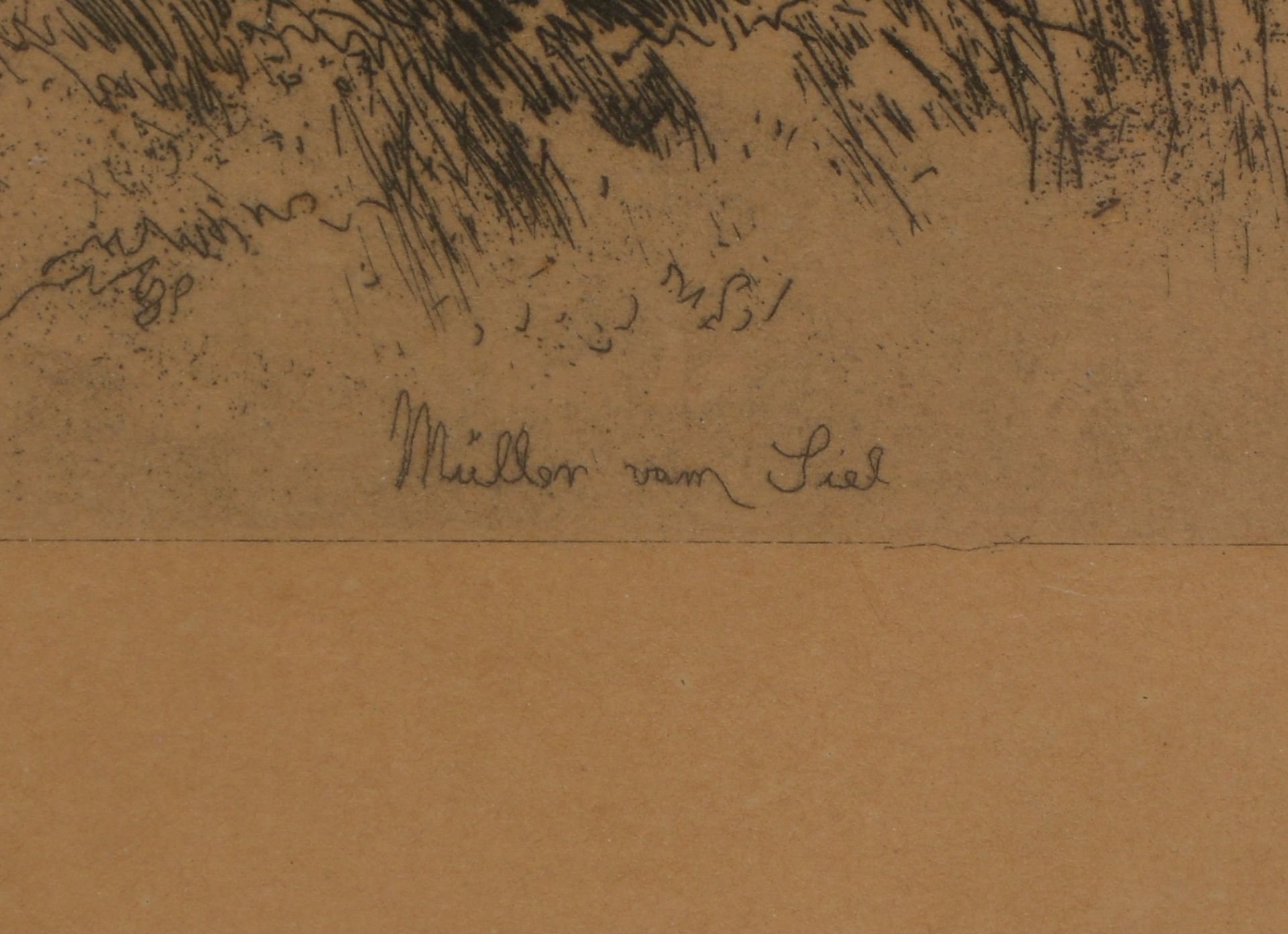 M&uuml;ller von Siel, Georg (1865 - 1939), &#039;Bauernkate im Winter&#039;, Radierung, signiert, hi - Image 2 of 2