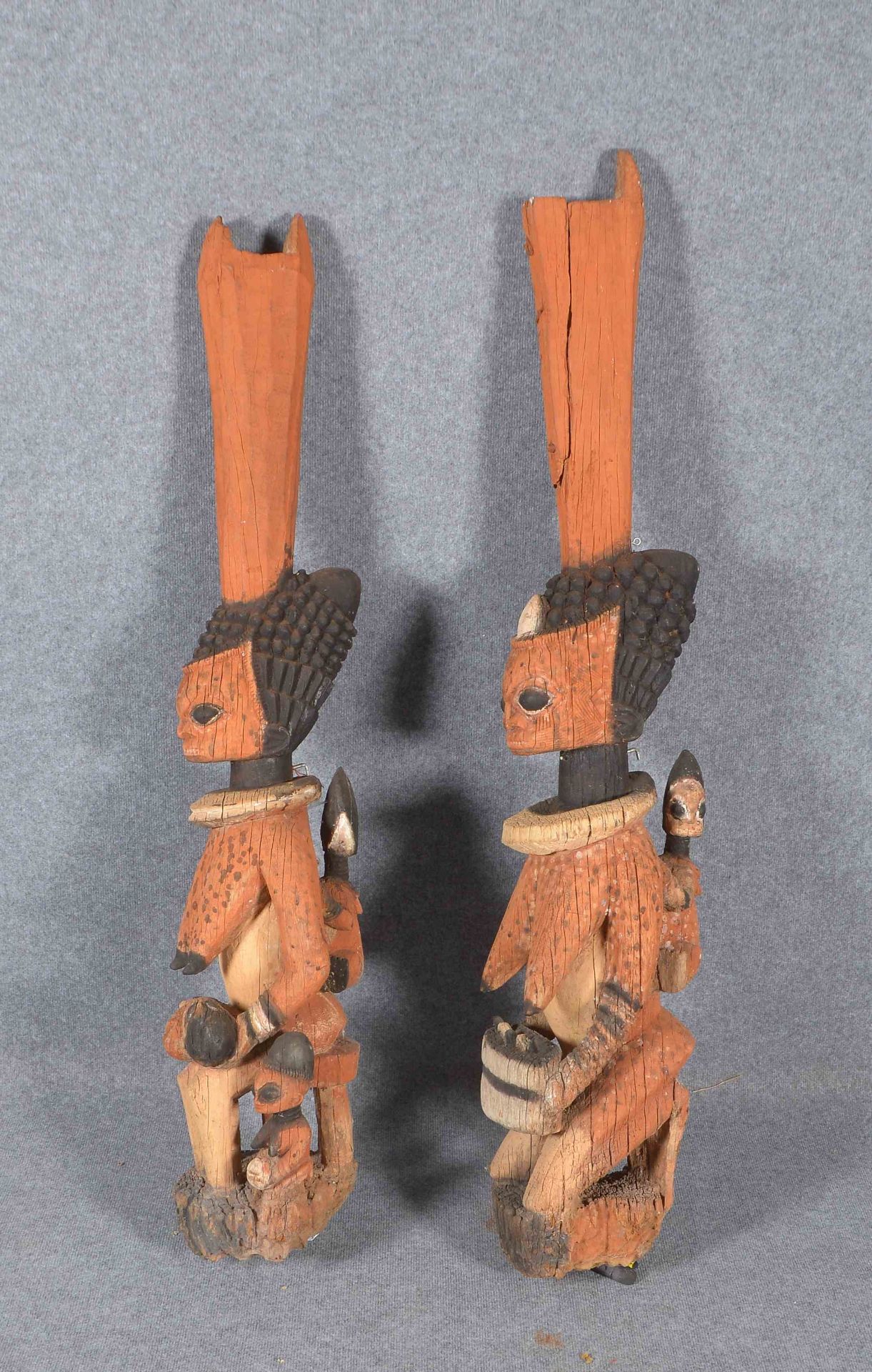 Paar T&uuml;rs&auml;ulen/Dachs&auml;ulen (Stamm der Yoruba, Biafra/Nigeria - Alter ca. 100 Jahre), f - Image 2 of 2