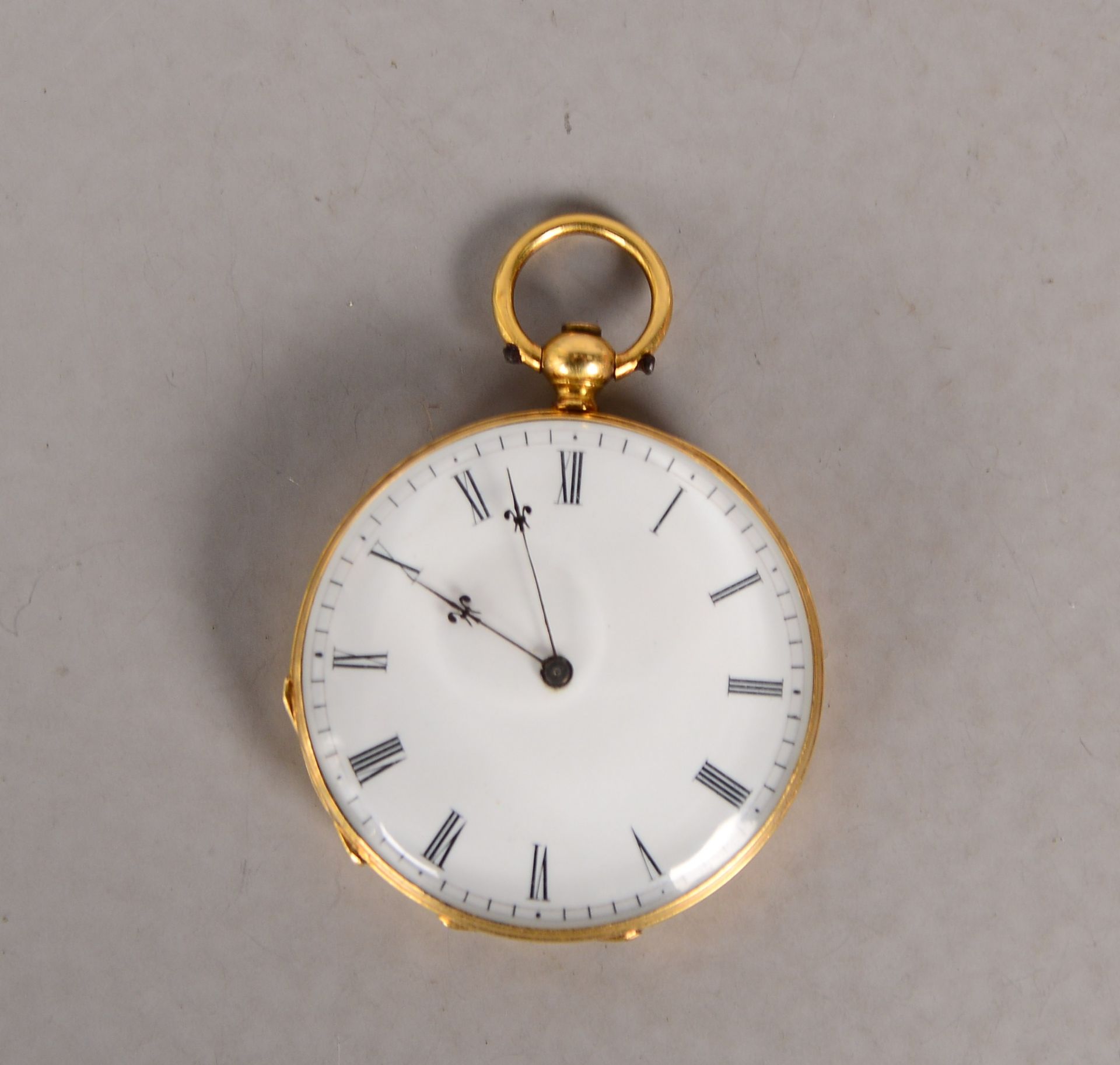 Taschenuhr (bezeichnet 'Robert/Genève'), 18 kt Gold-Gehäuse, 8-steiniges Zylinderwerk, röm. Ziffern