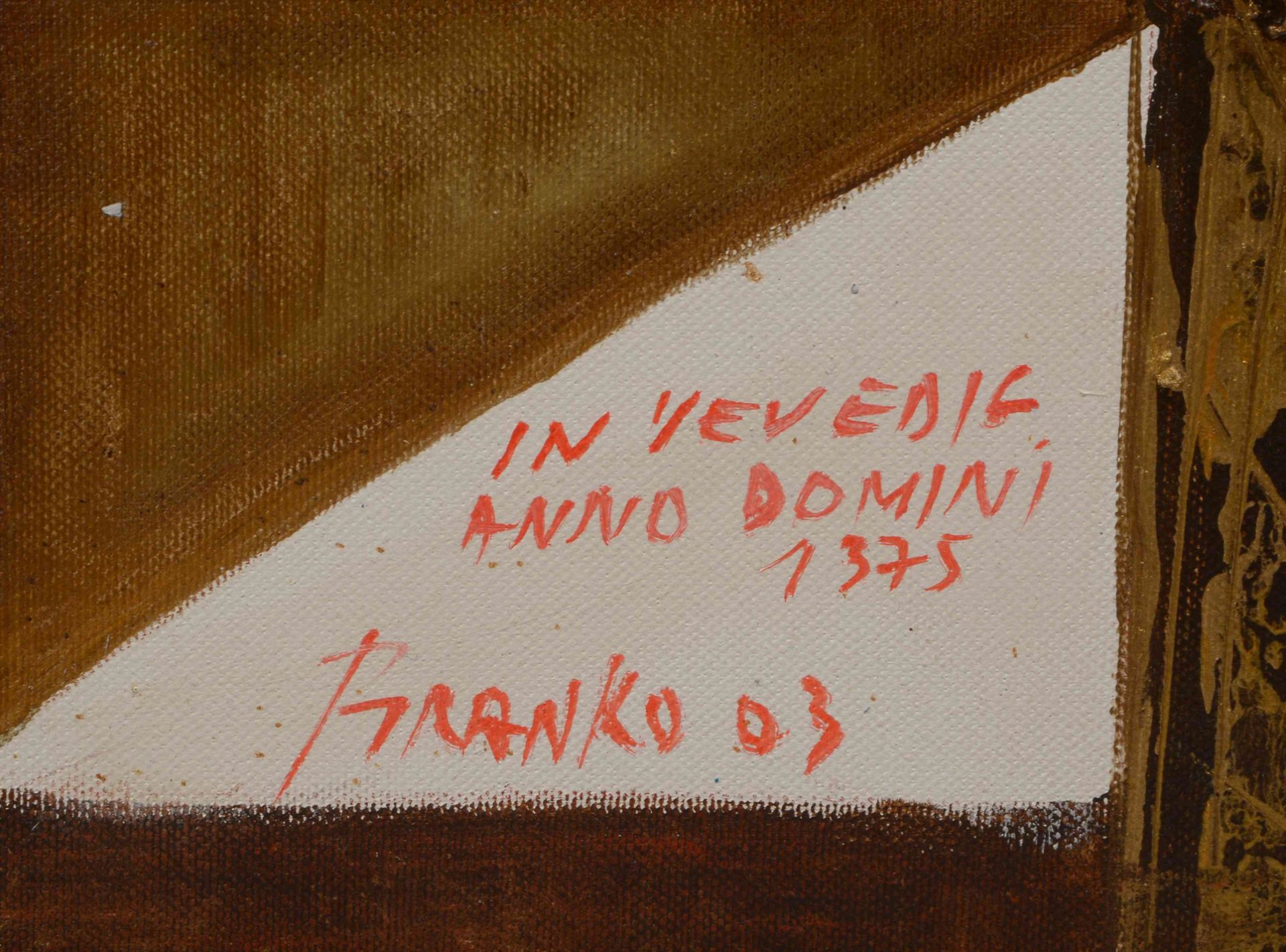 Bijelic, Branko (*1946), &#039;In Venedig - Anno Domini 1375&#039;, &Ouml;l/Lw mit plastischen Appli - Image 2 of 3