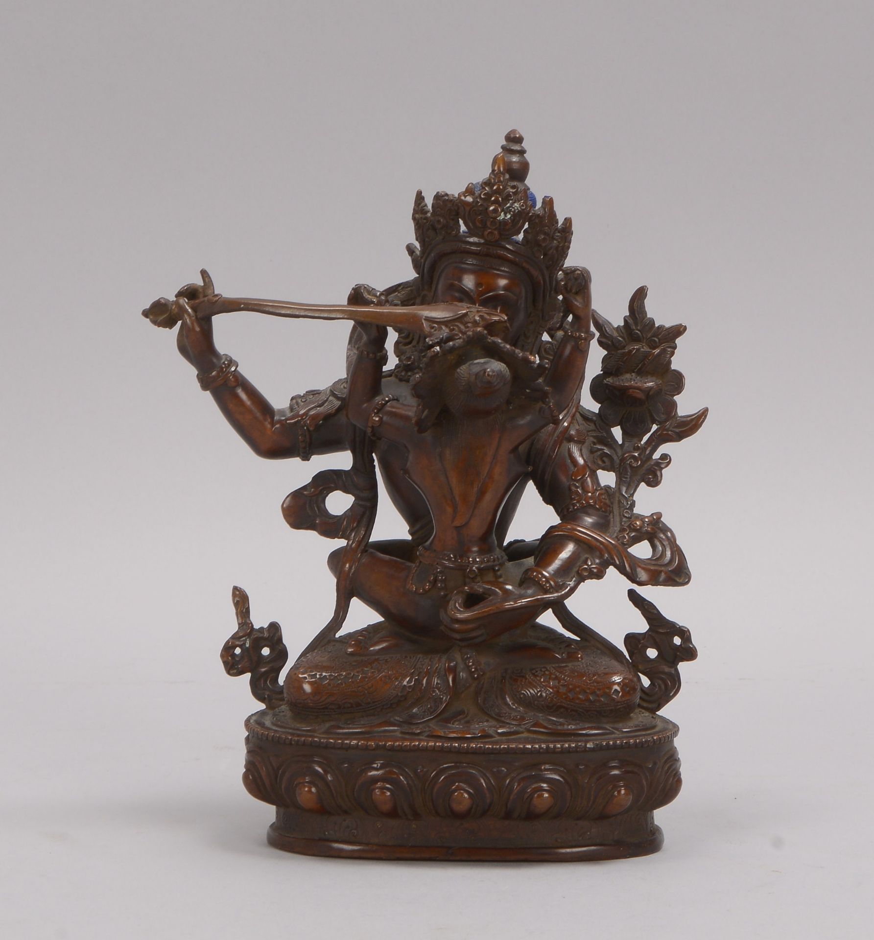 Antike Bronze (buddhistisch - wohl Tibet/Nepal), &#039;Yab-Yum-Vereinigung&#039;, Figur auf Lotussoc