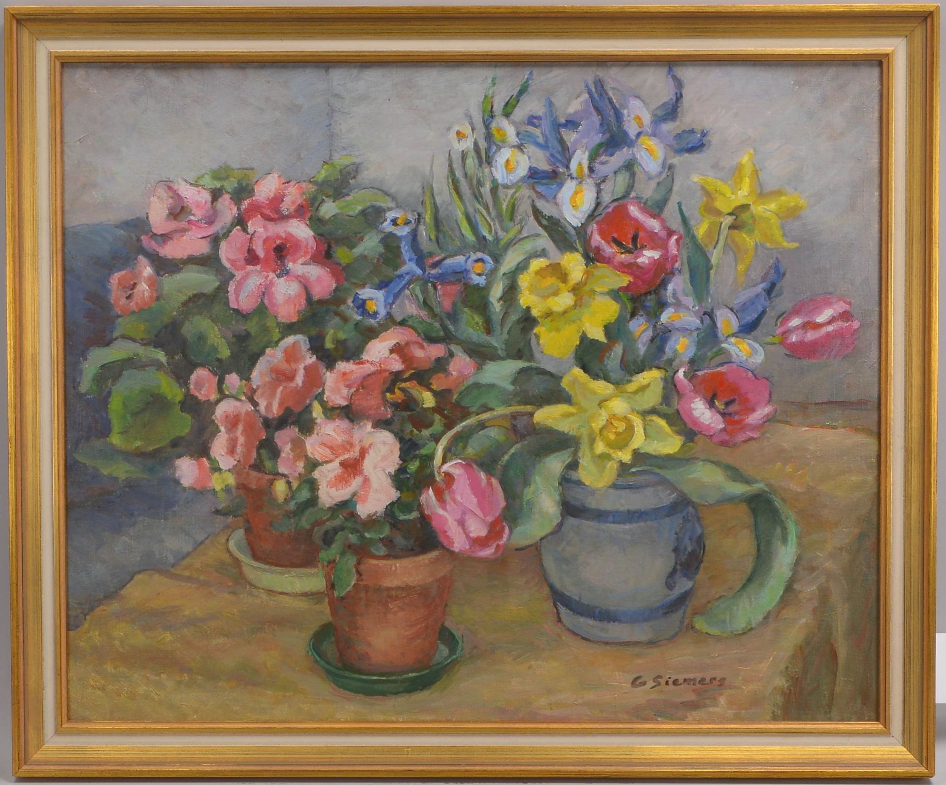 Siemers, Gertrude (1895 - 1984), 'Geburtstagsblumen', Öl/Lw, unten rechts signiert; Maße 52 x 64 cm