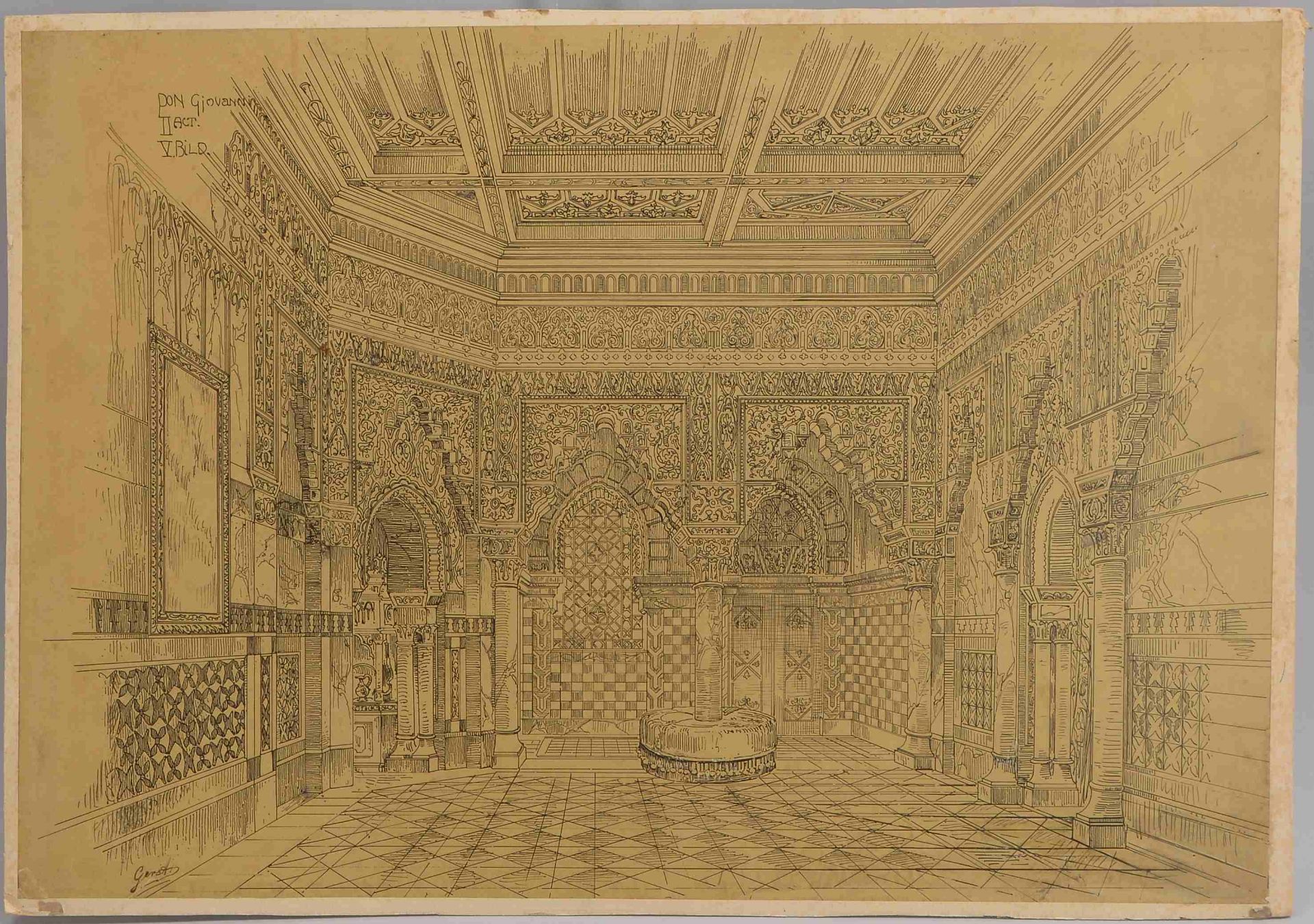 Gerst, Johann Karl Jakob (1792 - 1854, Berlin), &#039;Festsaal des Don Giovanni - V. Bild&#039;, Zei