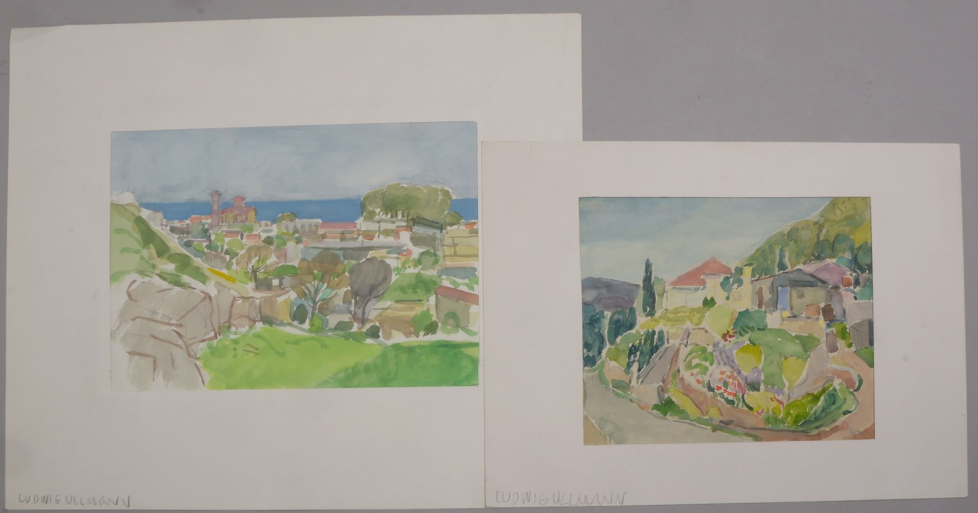 Ullmann, Ludwig, 2 Aquarelle, &#039;Mediterrane Ansichten&#039; - Zypern und Balkan, jeweils ungerah