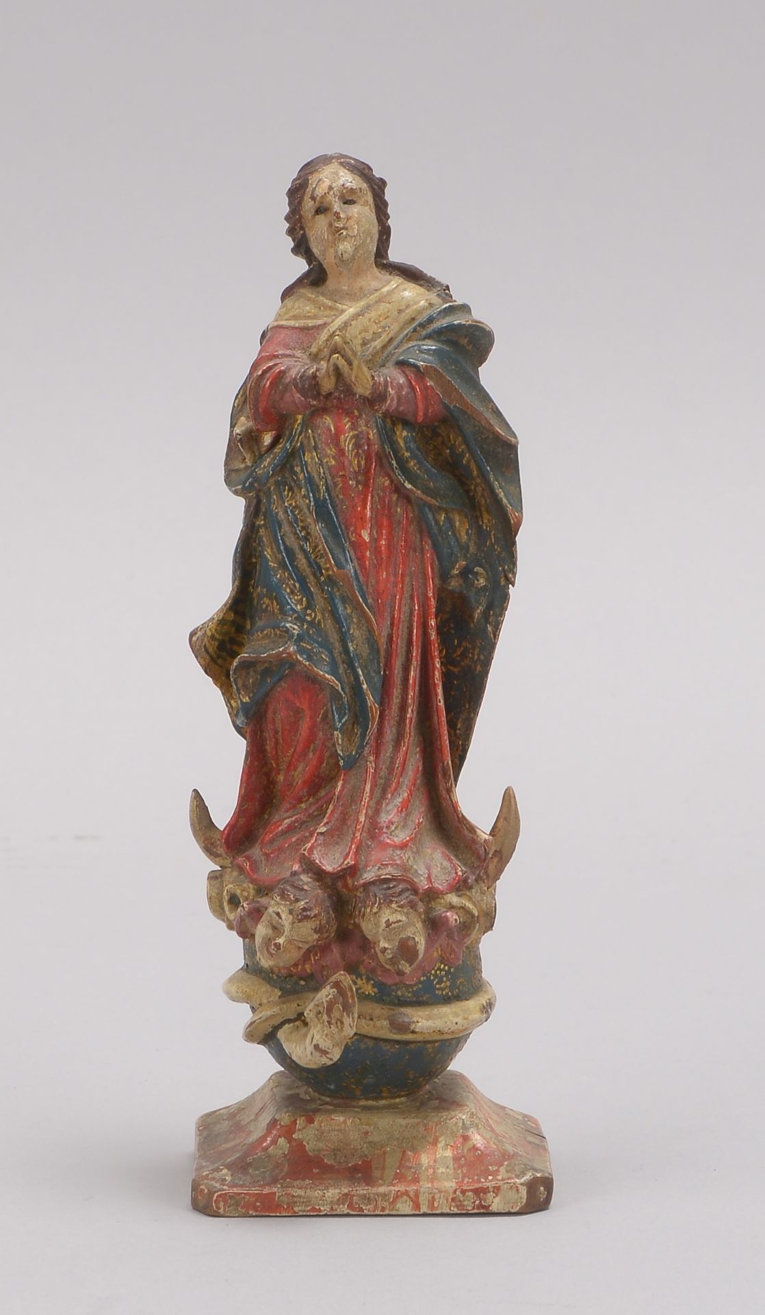 Heiligenfigur (wohl S&uuml;damerika), antik, &#039;Madonnendarstellung&#039;, Figur mehrfarbig gefas