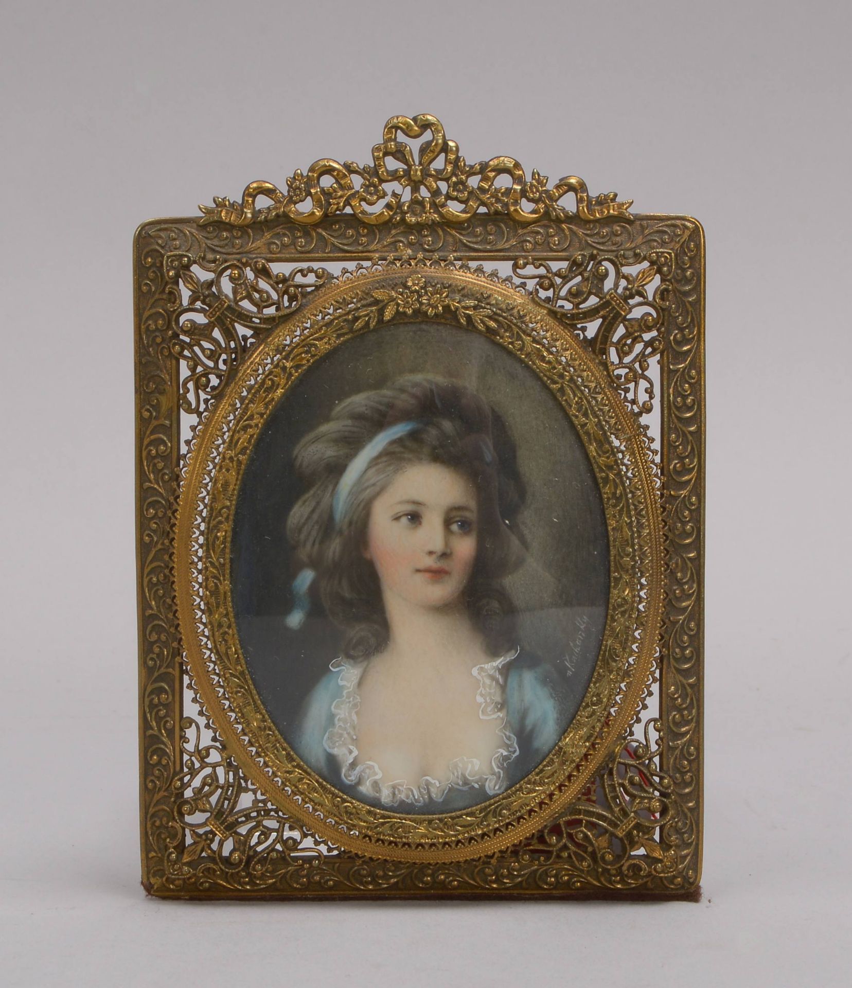 Miniaturmalerei, Portrait der Graefin Zofia Potocka (1760-1822), unleserlich signiert, im durchbroc